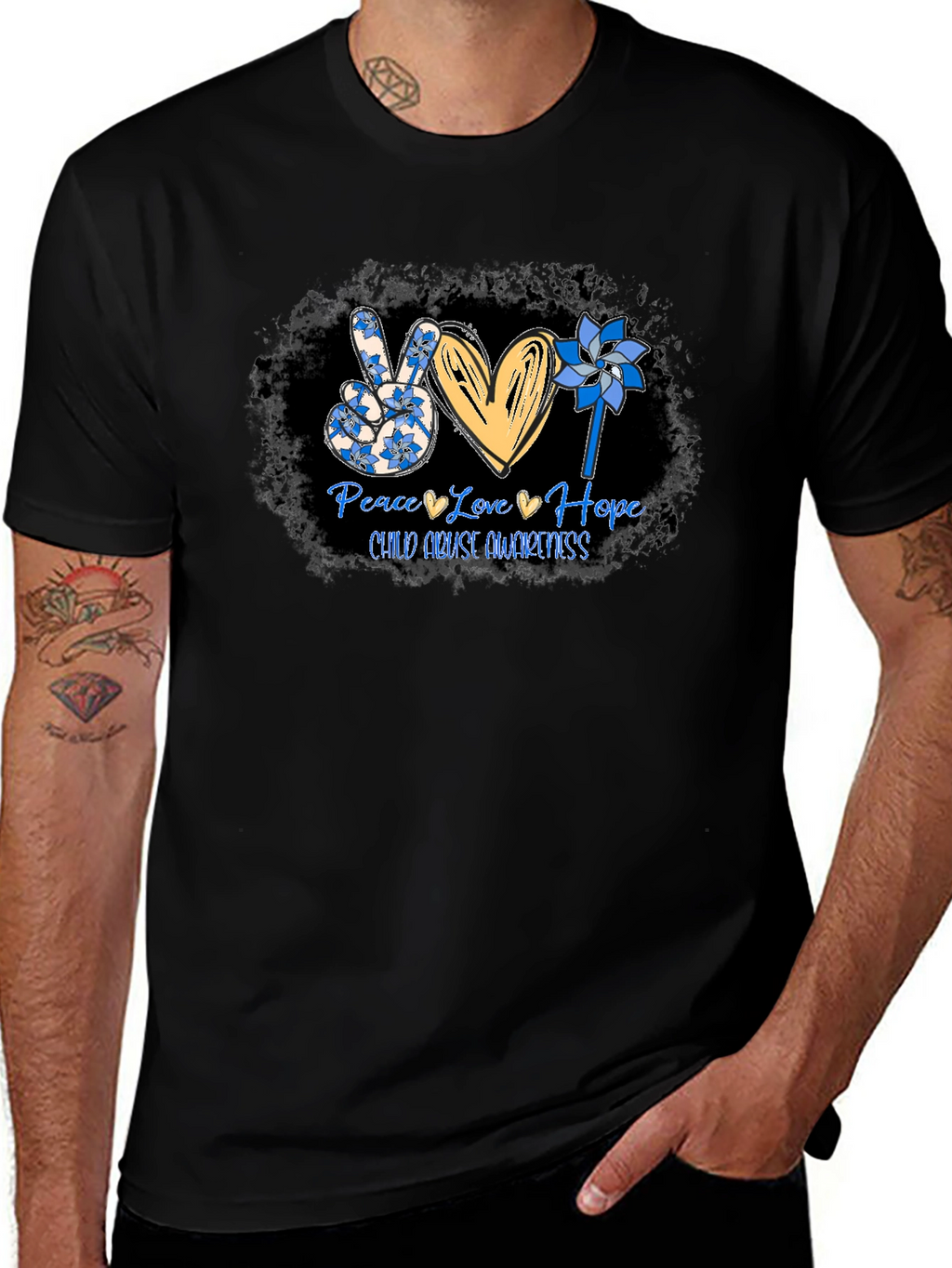 Peace Love Hope Child Abuse Awareness T-Shirt