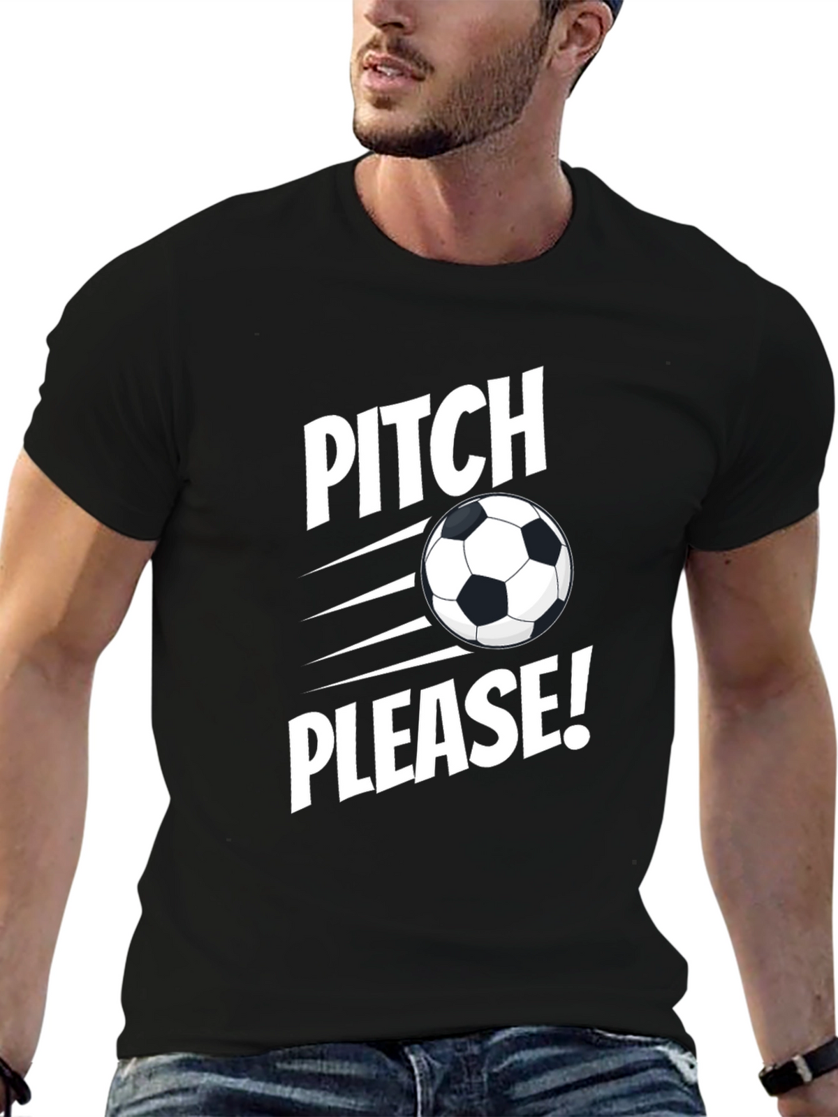 Pitch Please Soccer Graphic Tee - Black Cotton Shirt