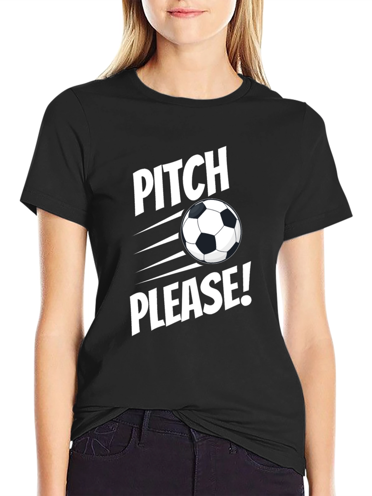 Pitch Please Soccer Graphic Tee - Black Cotton Shirt