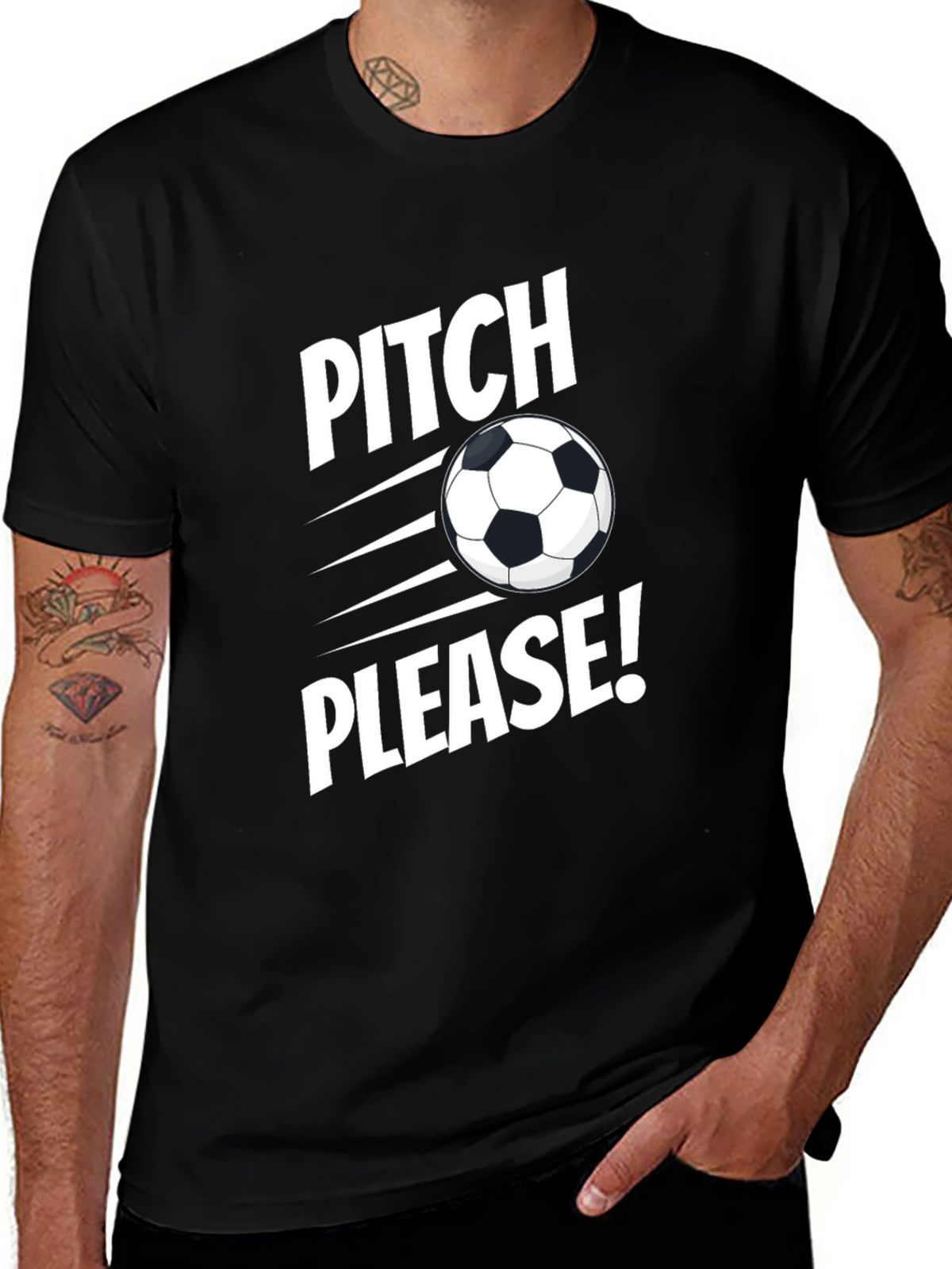 Pitch Please Soccer Graphic Tee - Black Cotton Shirt