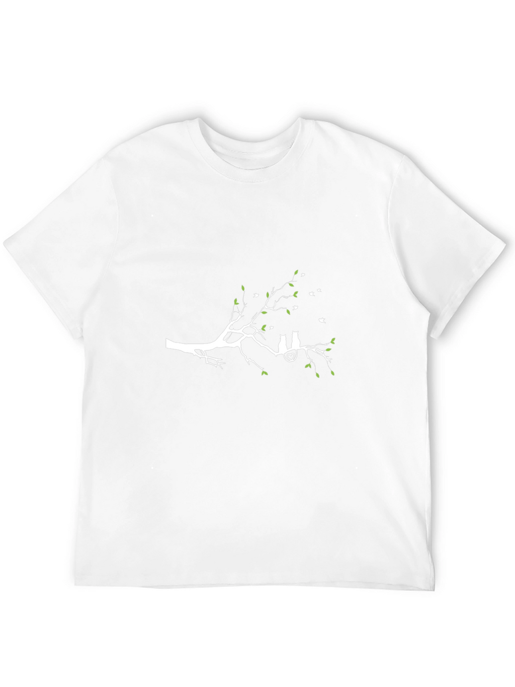 Cute Cat Couple Tree Branch Graphic T-Shirt