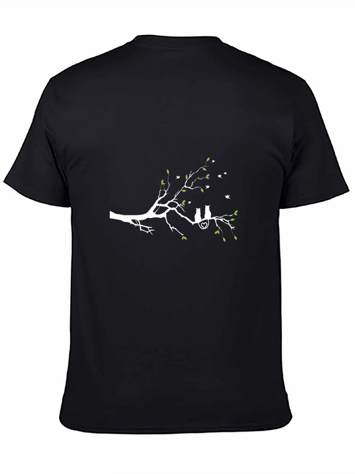 Cute Cat Couple Tree Branch Graphic T-Shirt