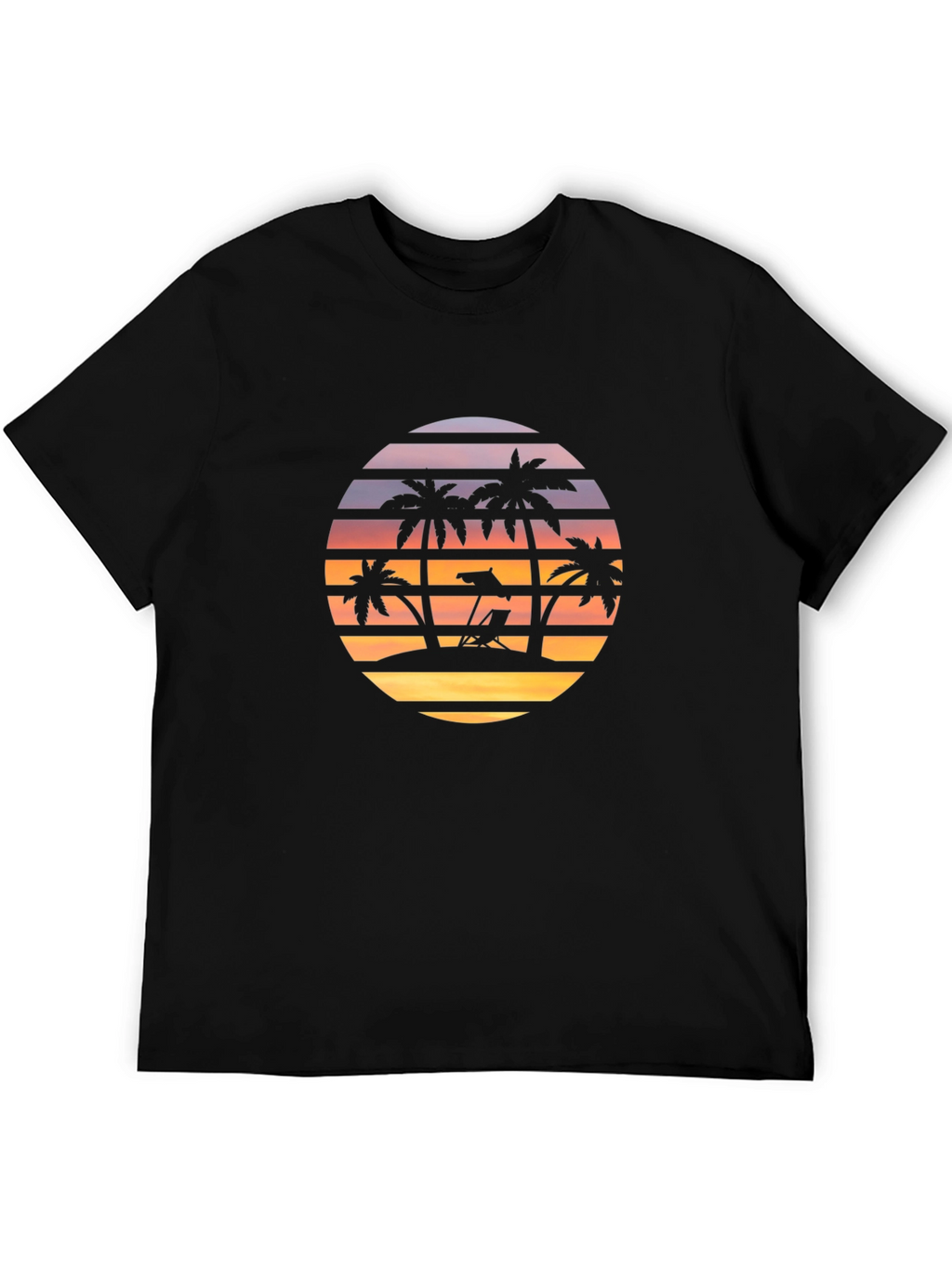 Sunset Beach Palm Tree Graphic T-Shirt