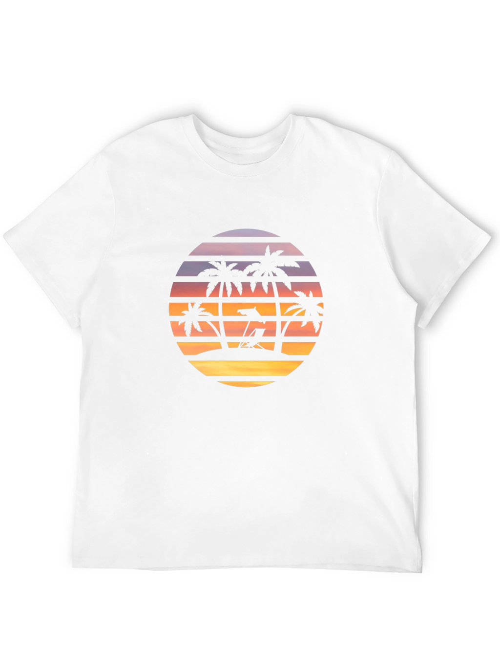 Sunset Beach Palm Tree Graphic T-Shirt