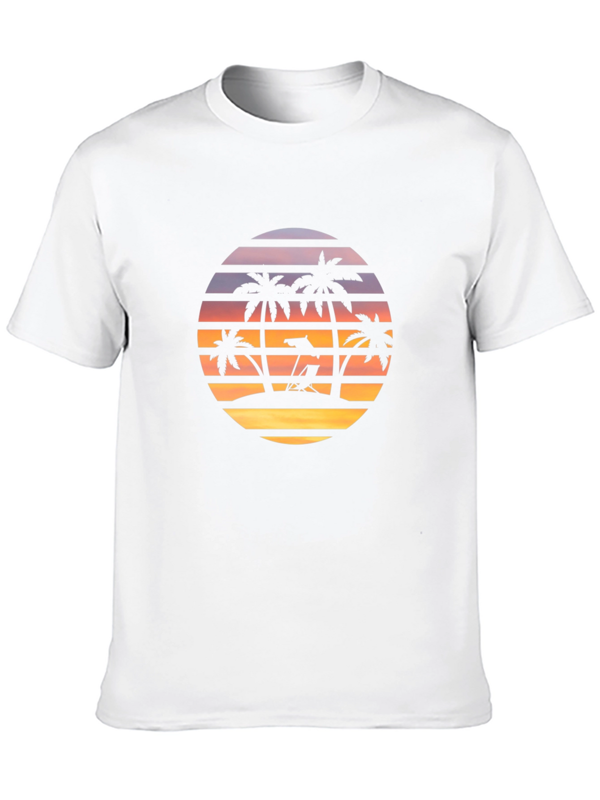 Sunset Beach Palm Tree Graphic T-Shirt
