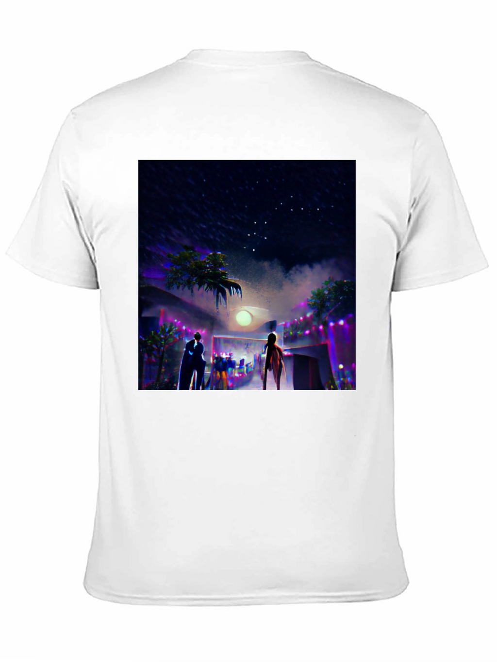 Night Scene Graphic Tee - Cool Black Cotton T-Shirt