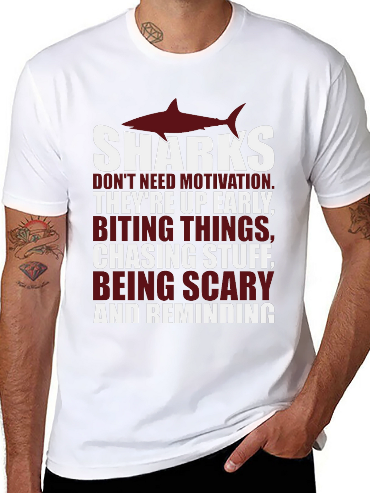 Shark Motivation T-Shirt - Up Early Biting