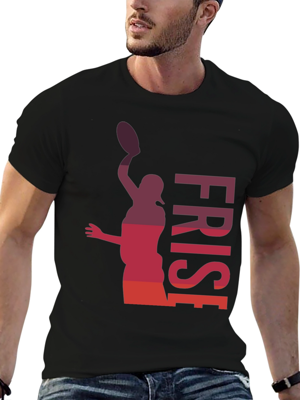 Frisbee Thrower Graphic T-Shirt - Black