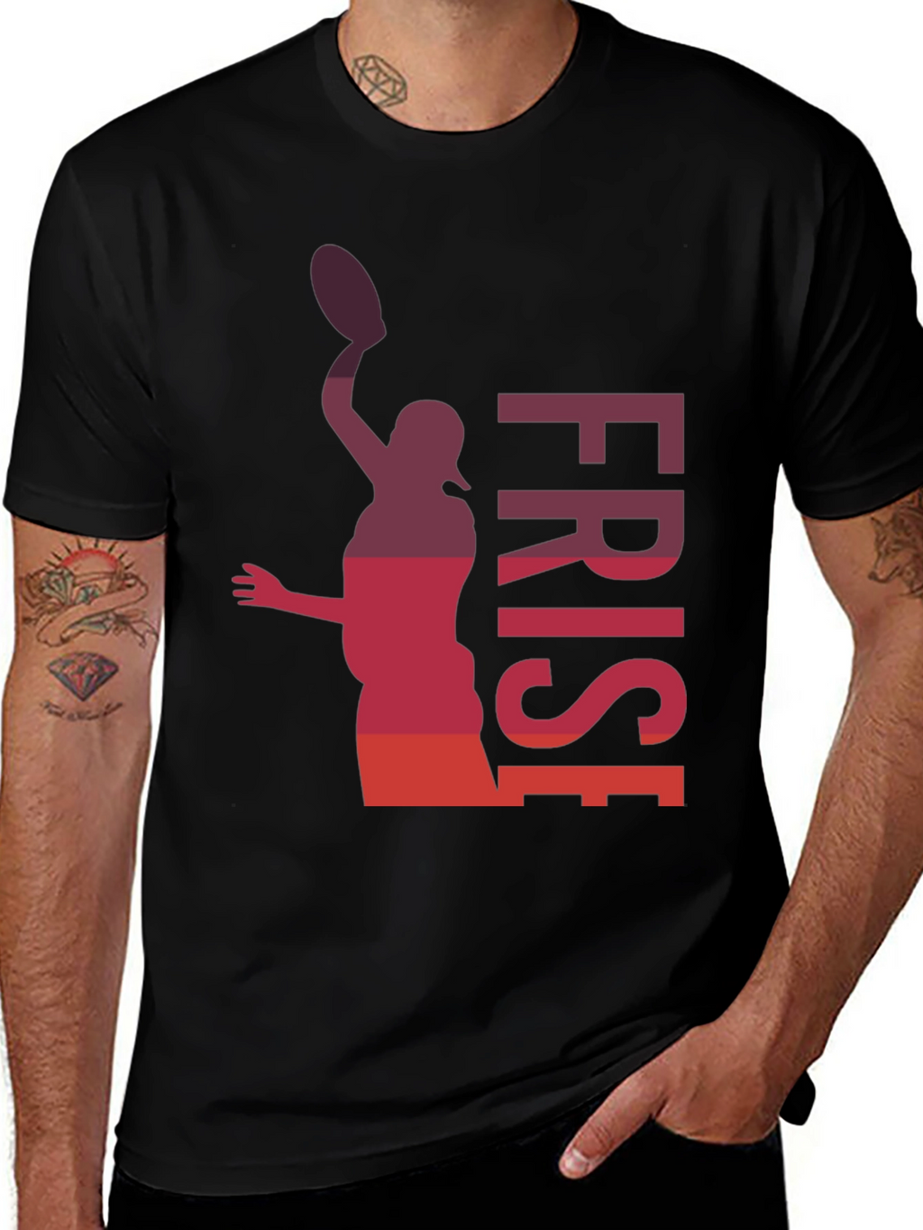 Frisbee Thrower Graphic T-Shirt - Black