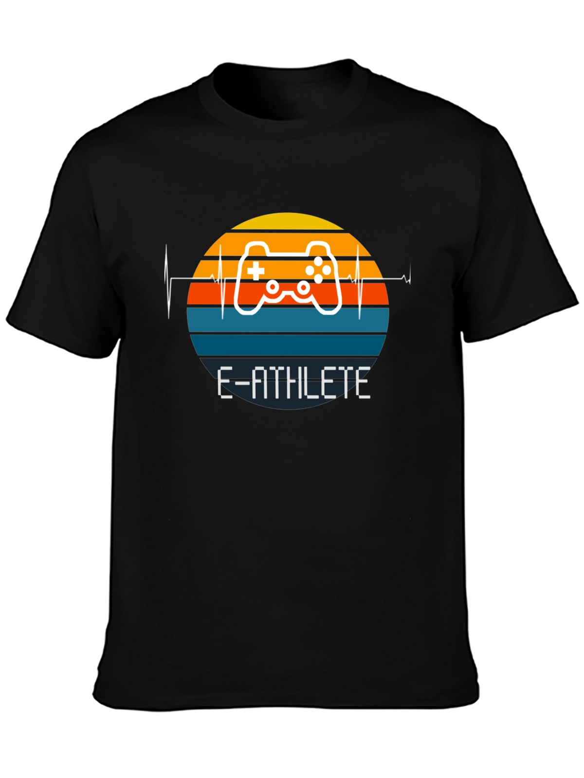 E-Athlete Gaming T-Shirt - Retro Sunset Controller Design