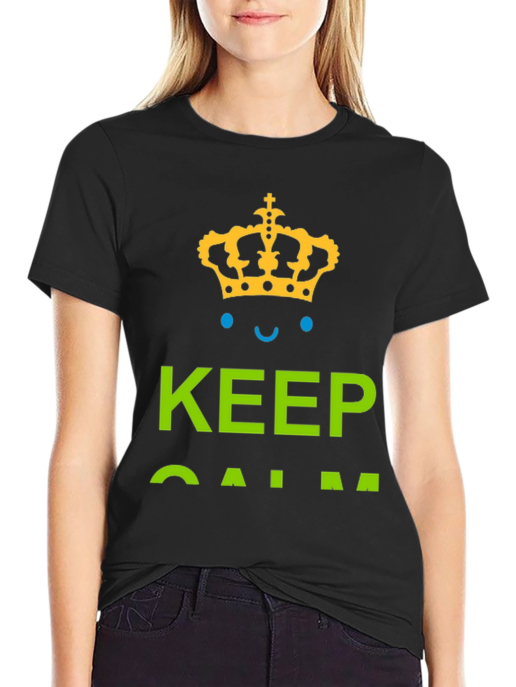 Keep Calm Graphic Tee - Black Cotton T-Shirt