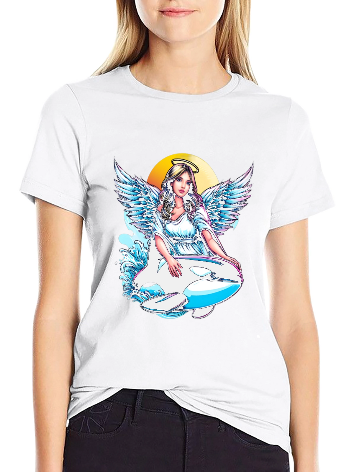 Angel Orca Black Graphic T-Shirt