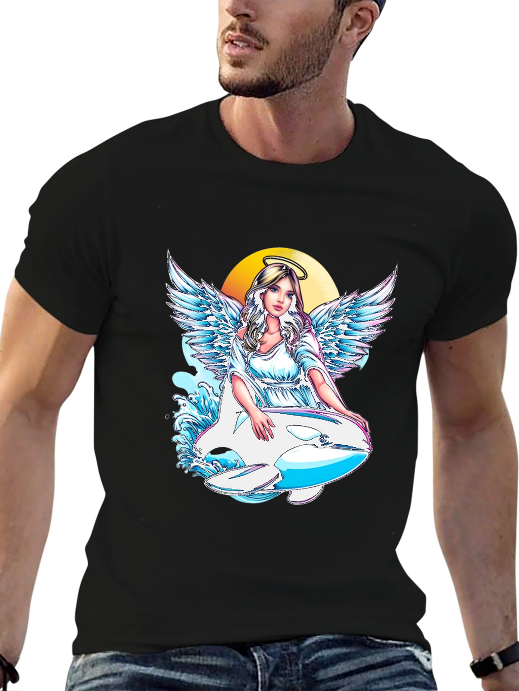 Angel Orca Black Graphic T-Shirt