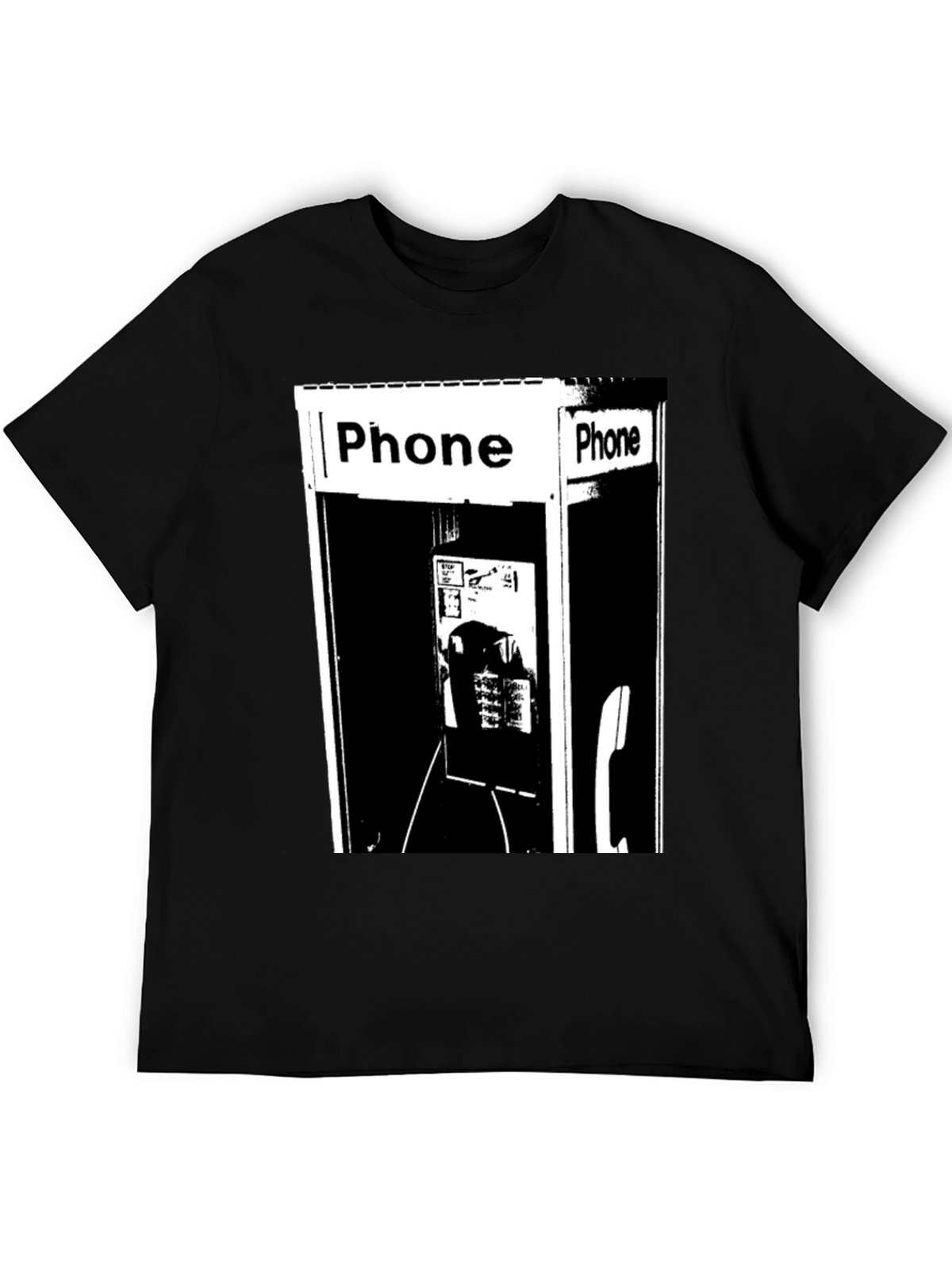 Retro Phone Booth Graphic Tee - Classic Black
