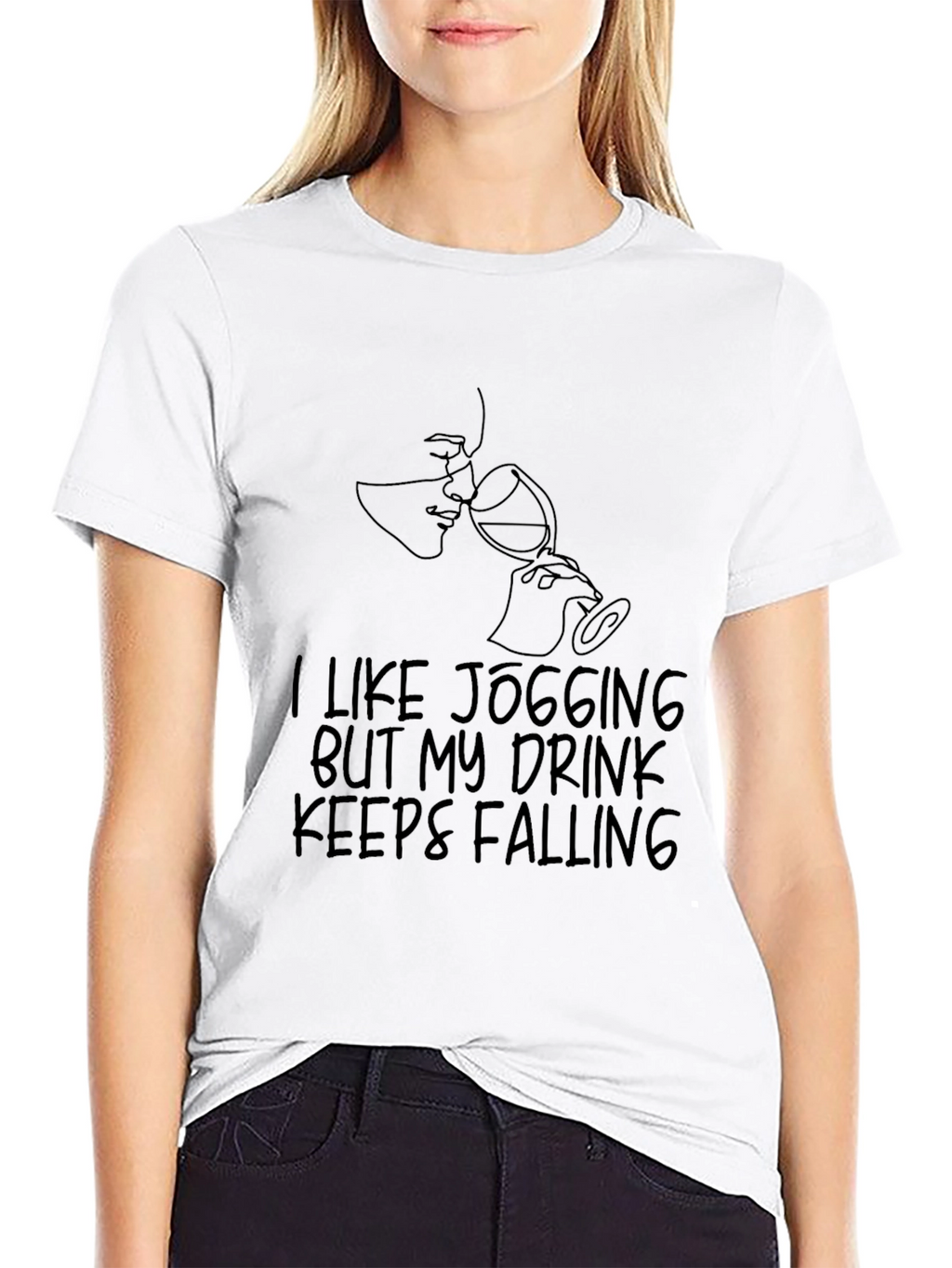 Funny Jogging Wine Lover T-Shirt - Falling Design