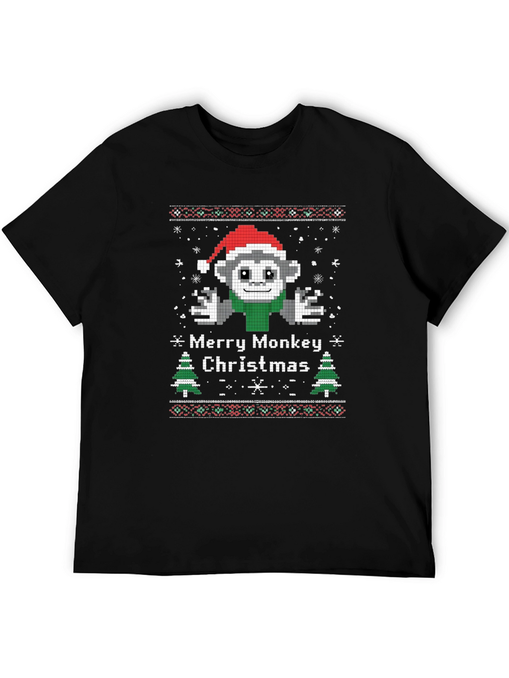Merry Monkey Christmas Graphic T-Shirt