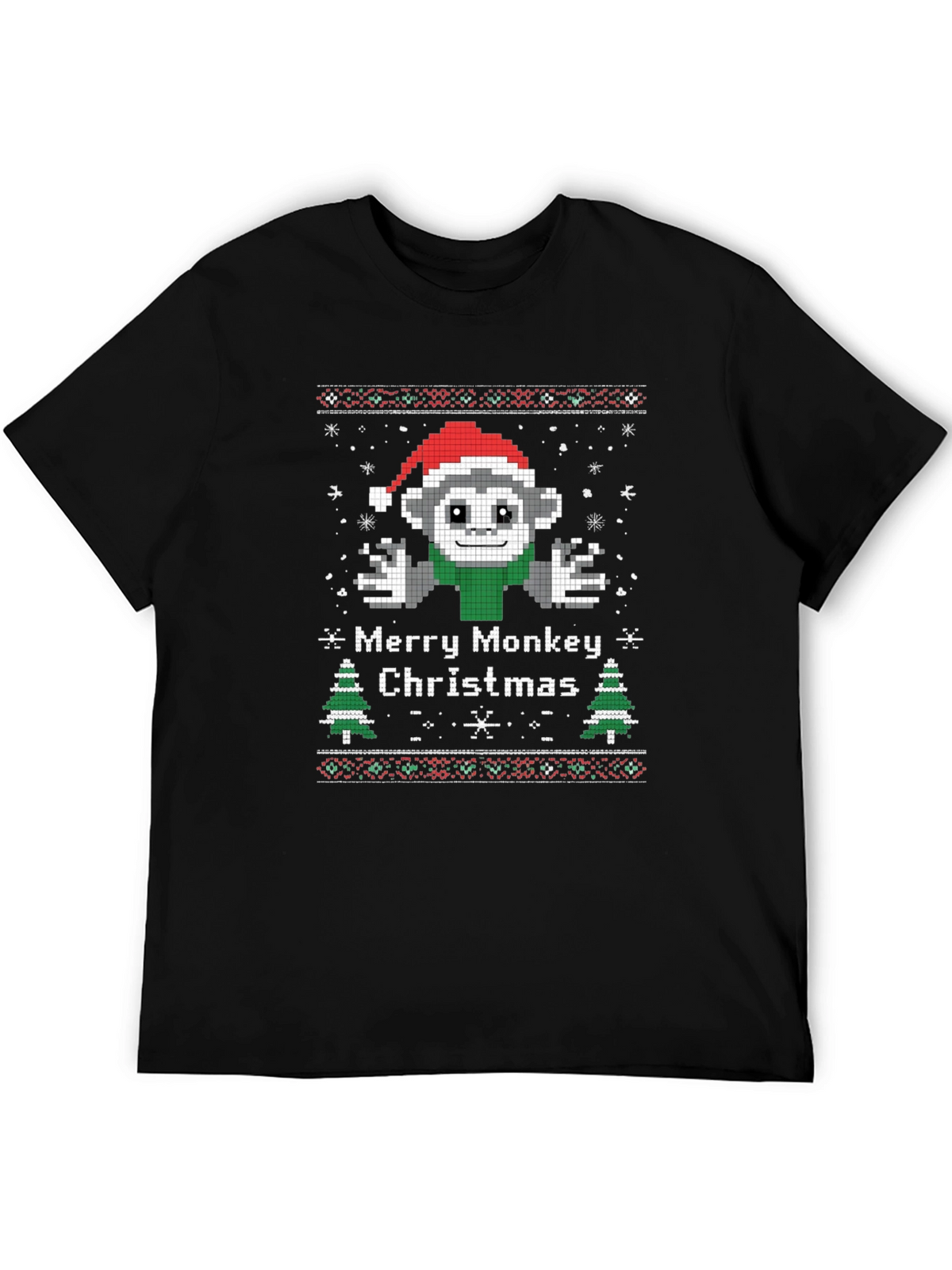 Merry Monkey Christmas Graphic T-Shirt