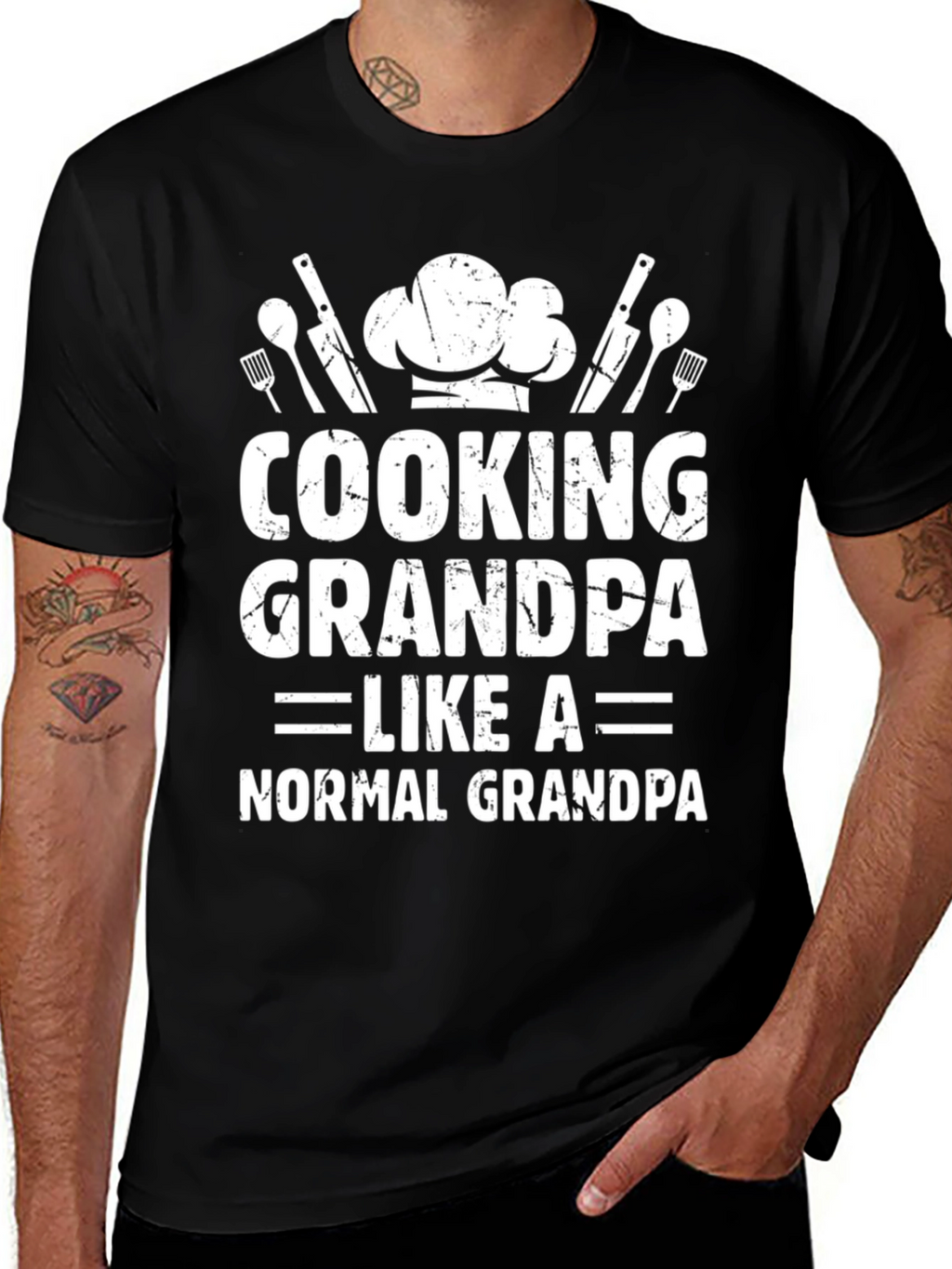 Cooking Grandpa Graphic T-Shirt - Black