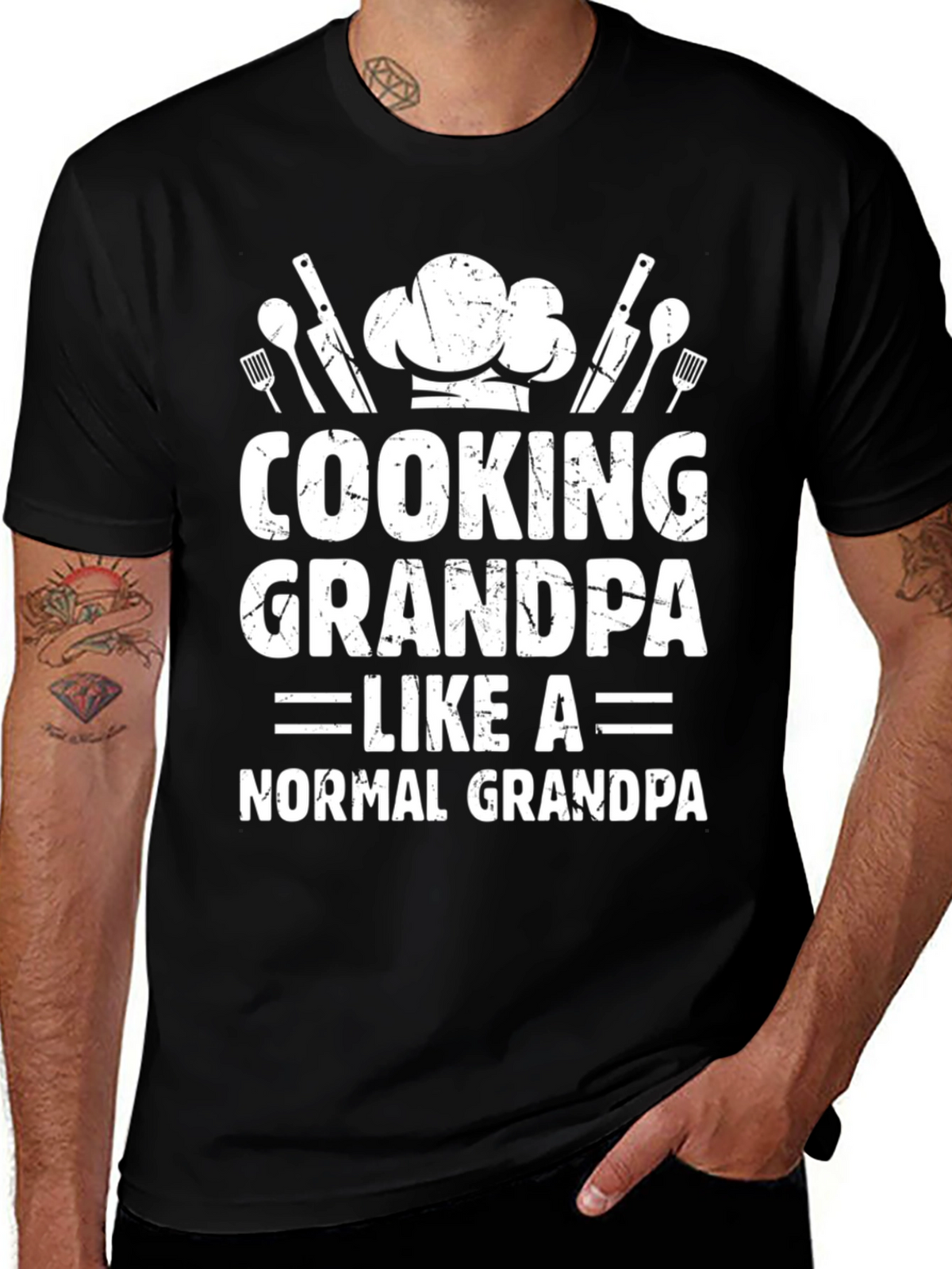 Cooking Grandpa Graphic T-Shirt - Black
