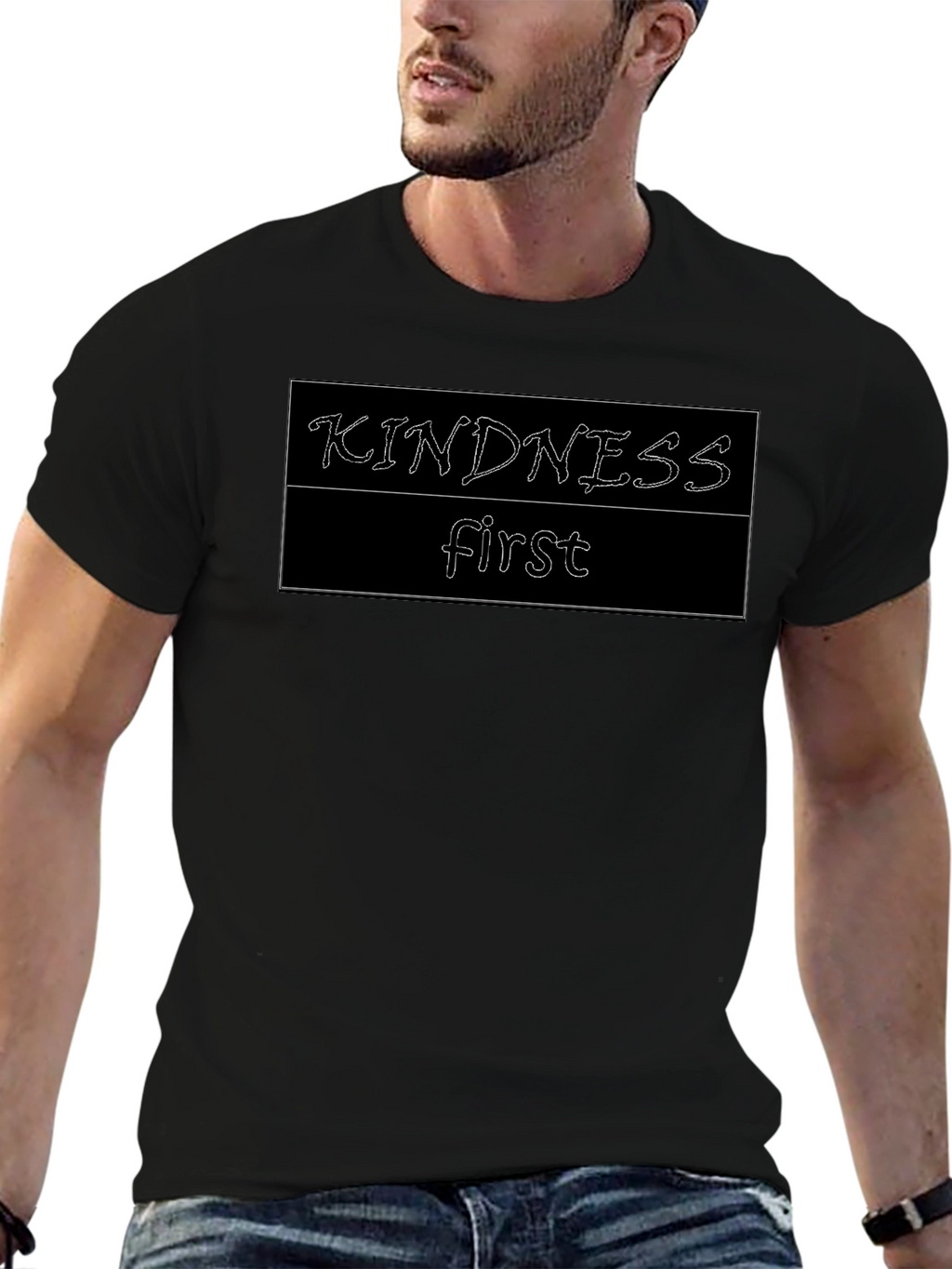 Kindness First Graphic Tee - Black Casual Shirt