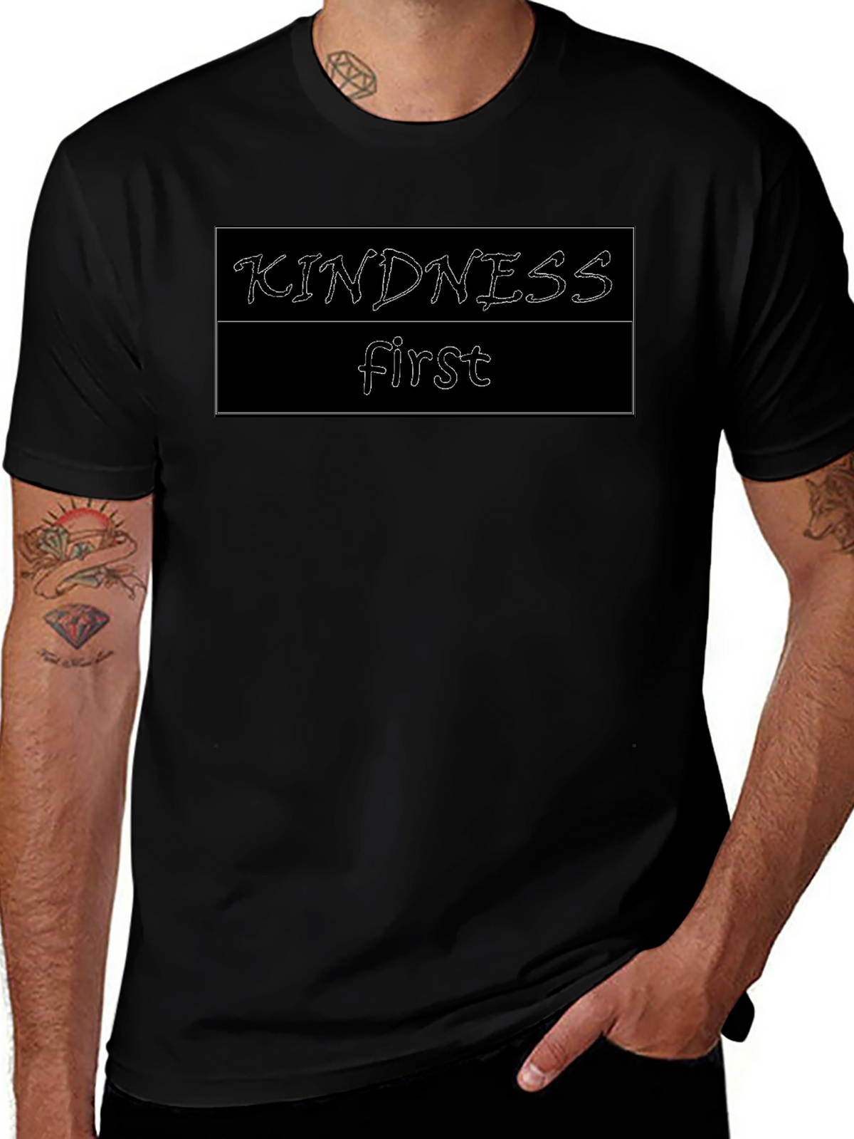 Kindness First Graphic Tee - Black Casual Shirt