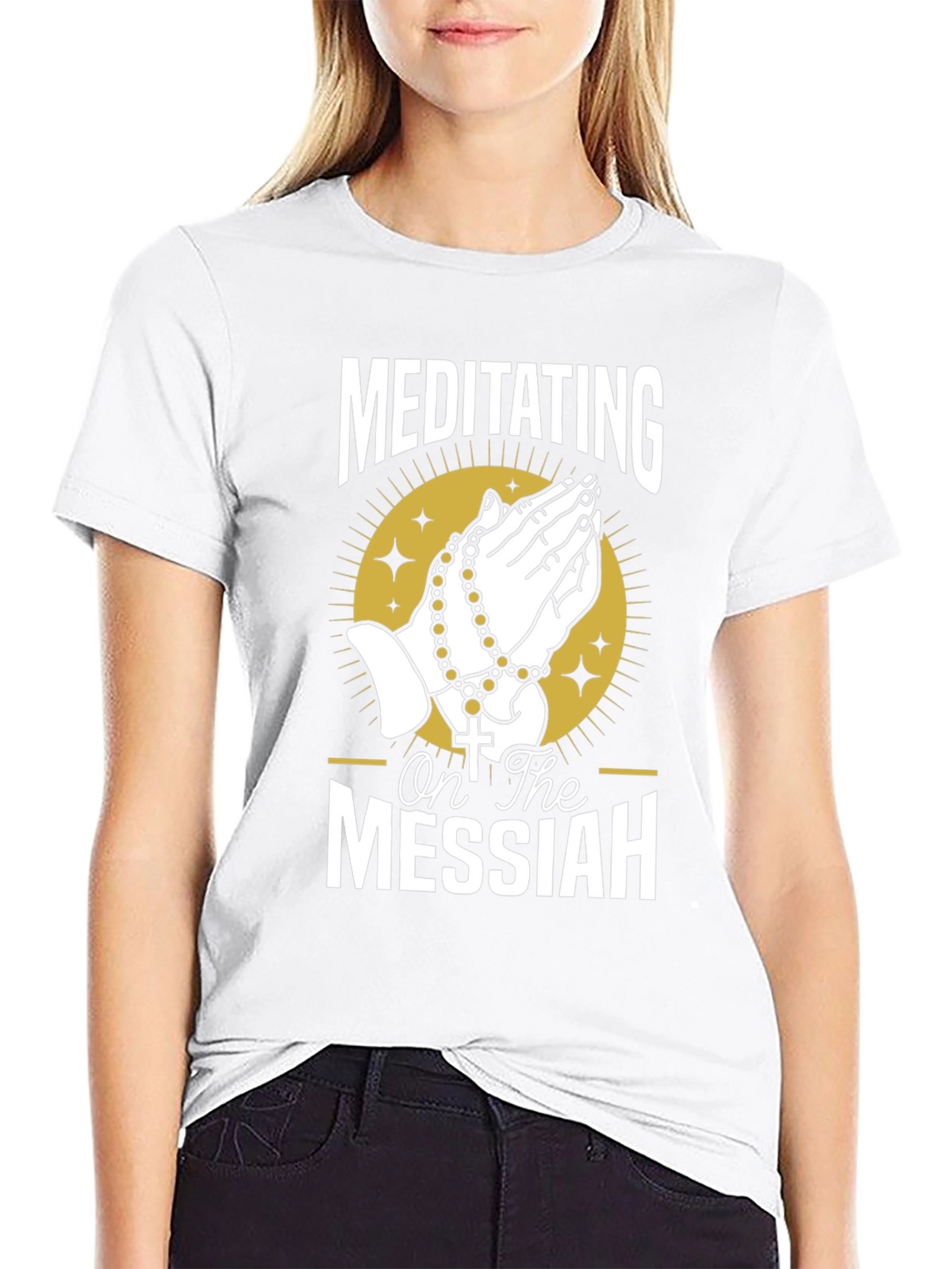 Meditating on the Messiah Black Graphic T-Shirt
