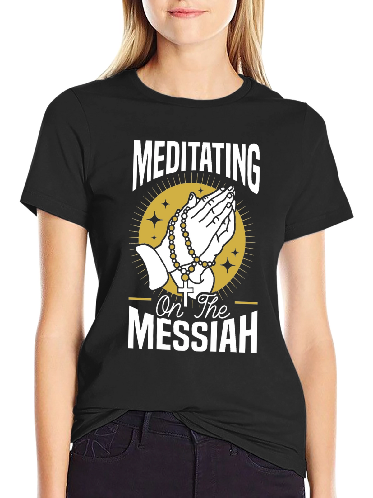 Meditating on the Messiah Black Graphic T-Shirt