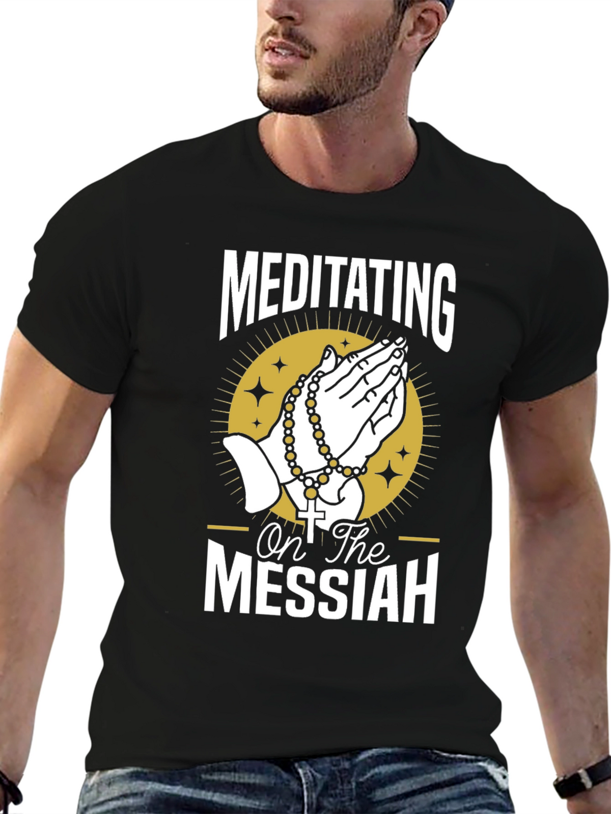 Meditating on the Messiah Black Graphic T-Shirt