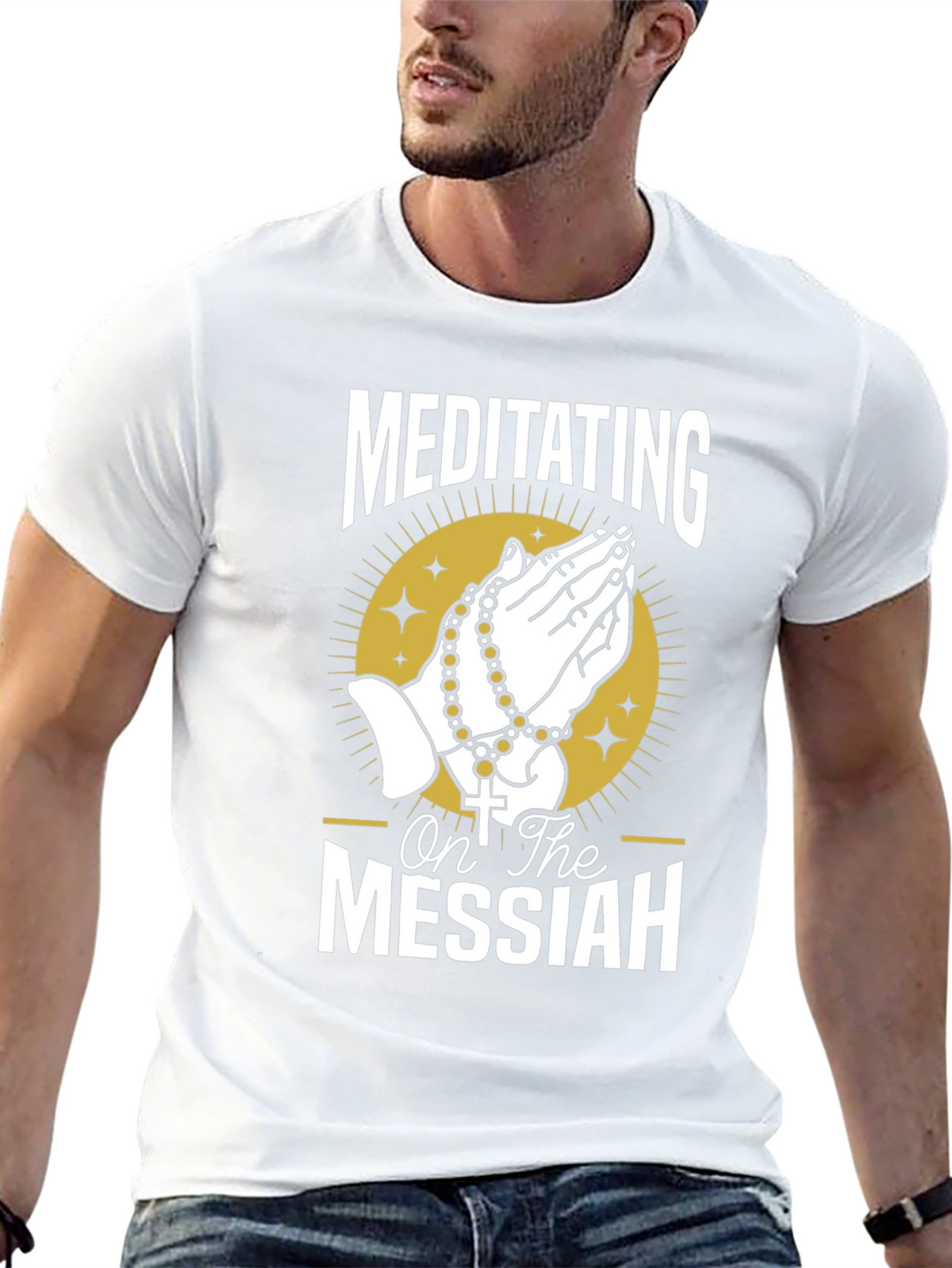 Meditating on the Messiah Black Graphic T-Shirt