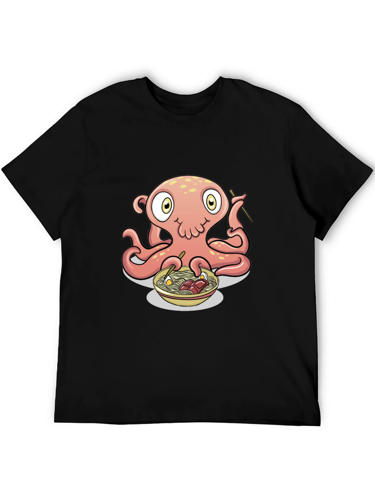 Octopus Ramen Graphic Tee - Black Cotton T-Shirt