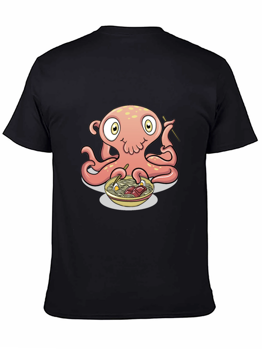 Octopus Ramen Graphic Tee - Black Cotton T-Shirt