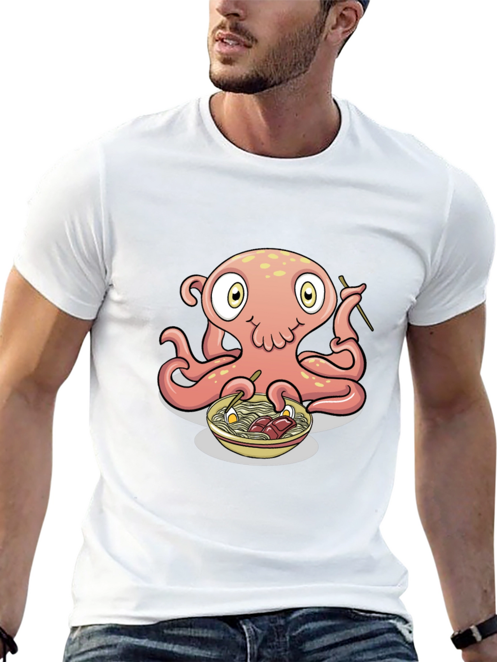 Octopus Ramen Graphic Tee - Black Cotton T-Shirt