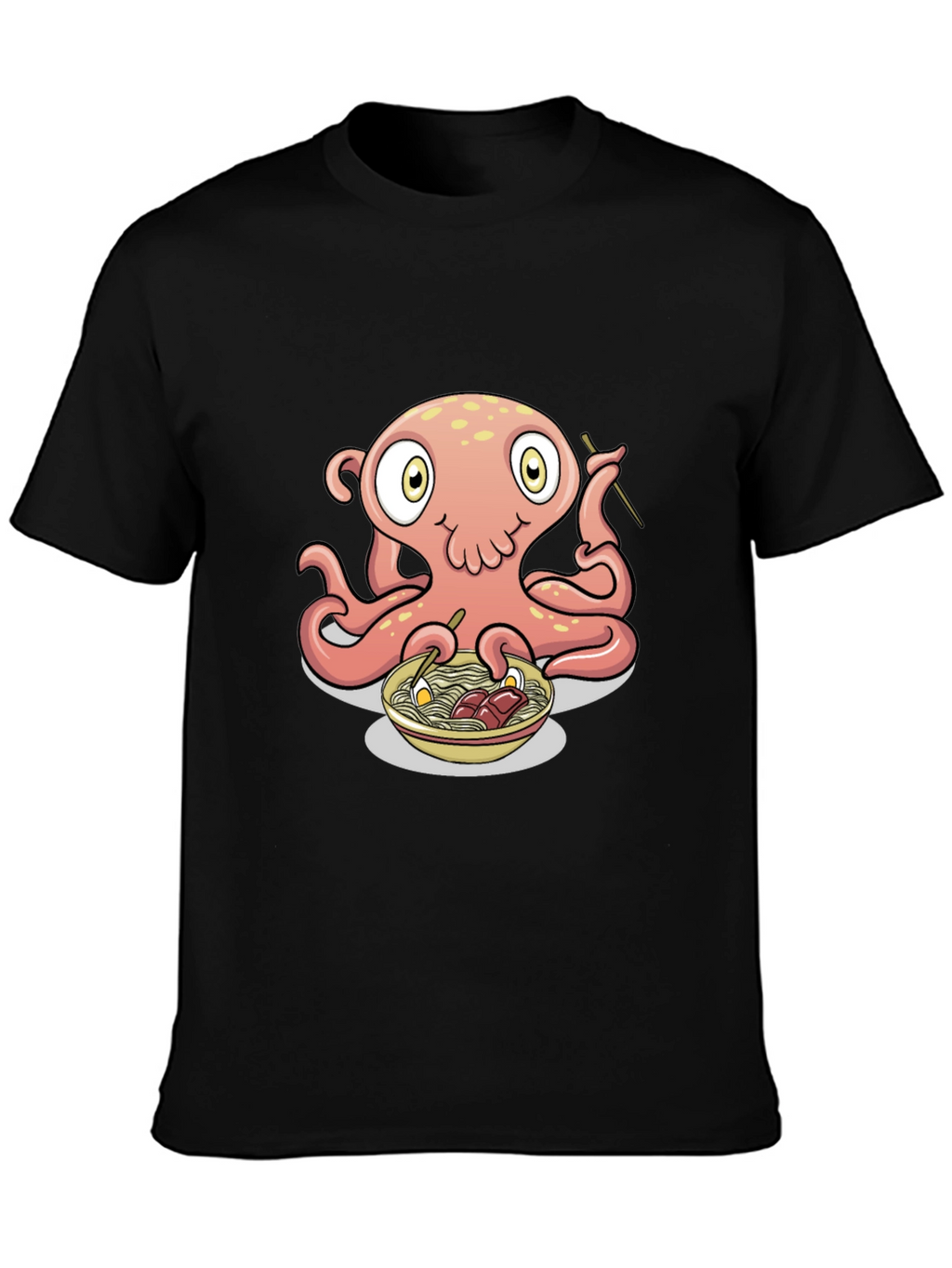 Octopus Ramen Graphic Tee - Black Cotton T-Shirt