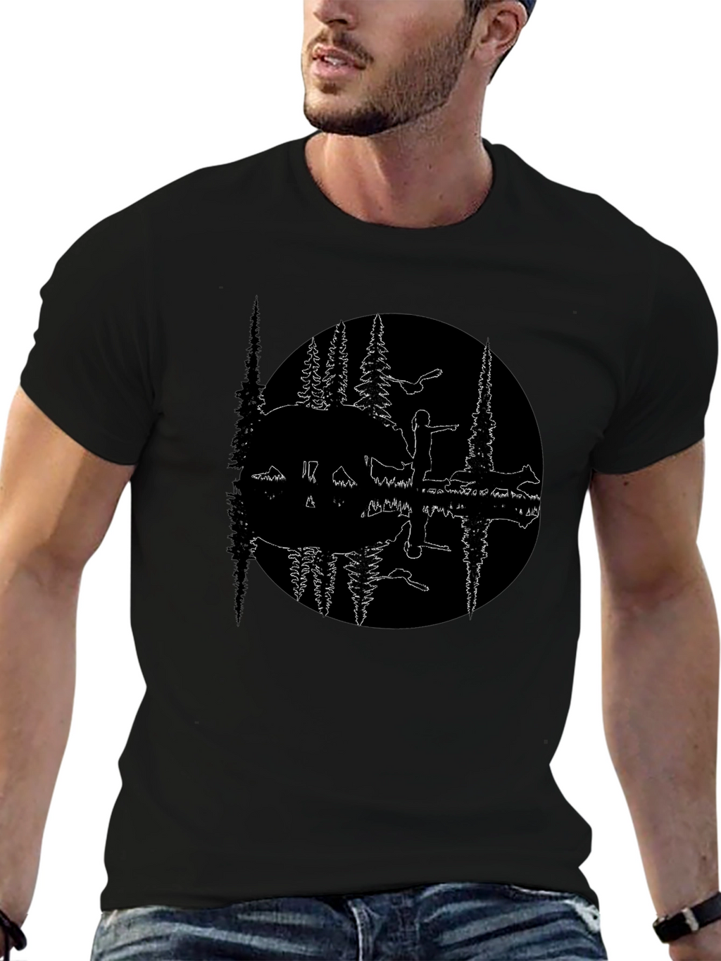 Nature Reflection Black T-Shirt