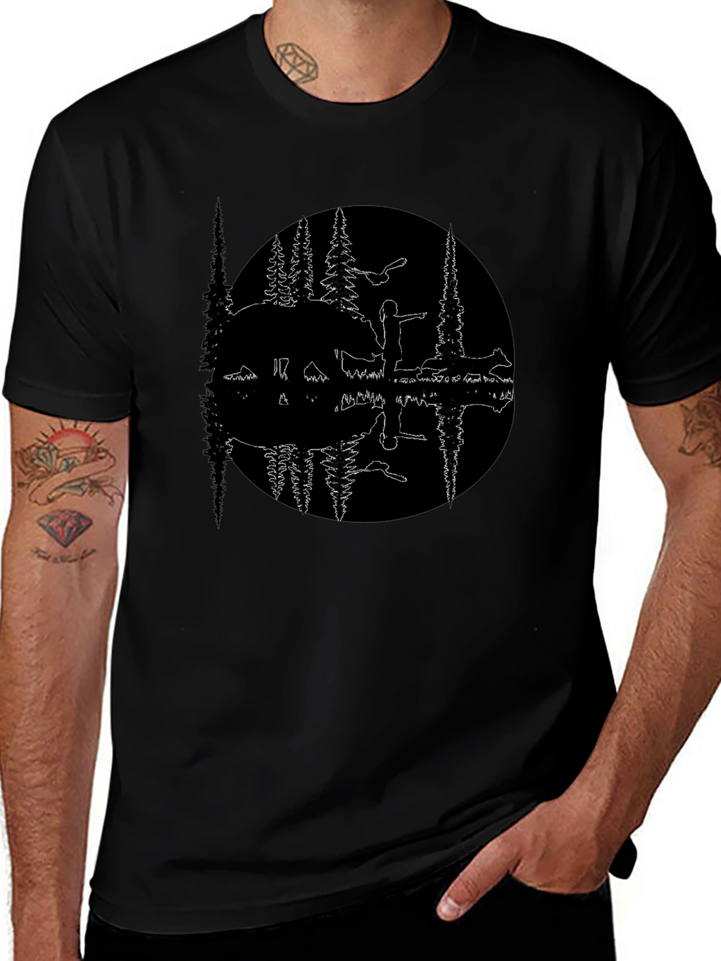 Nature Reflection Black T-Shirt