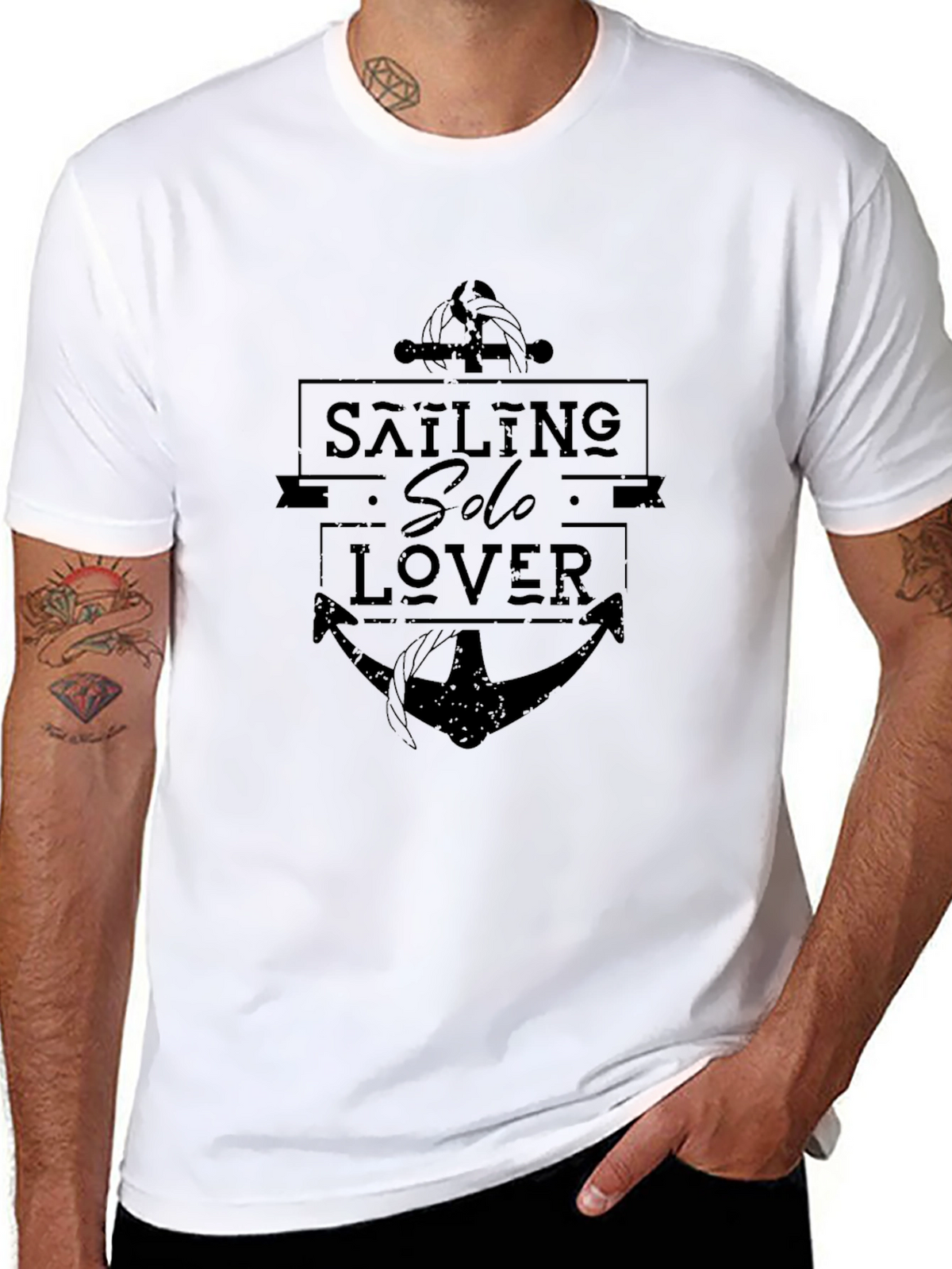 Sailing Solo Lover Black Graphic Tee