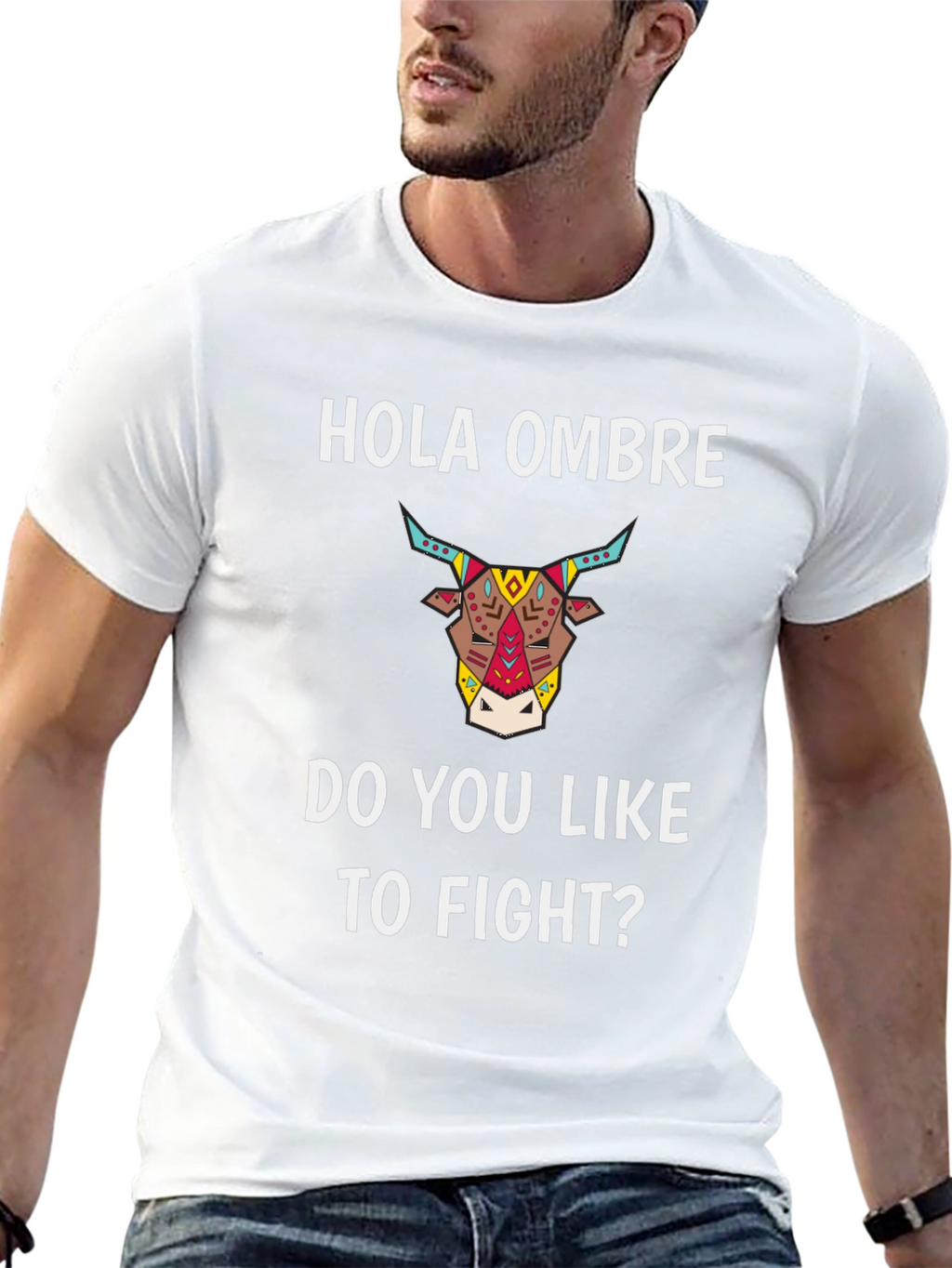 Hola Ombre Fight Bull Black Graphic Tee