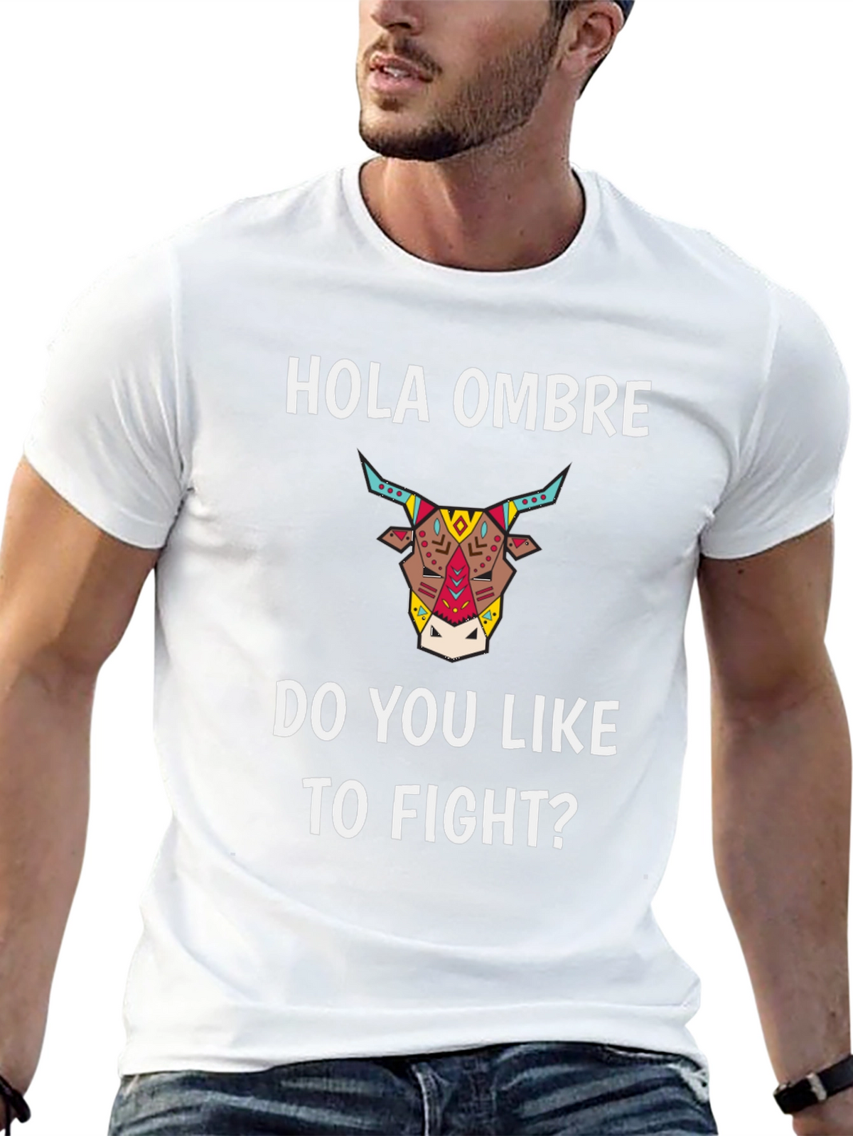 Hola Ombre Fight Bull Black Graphic Tee