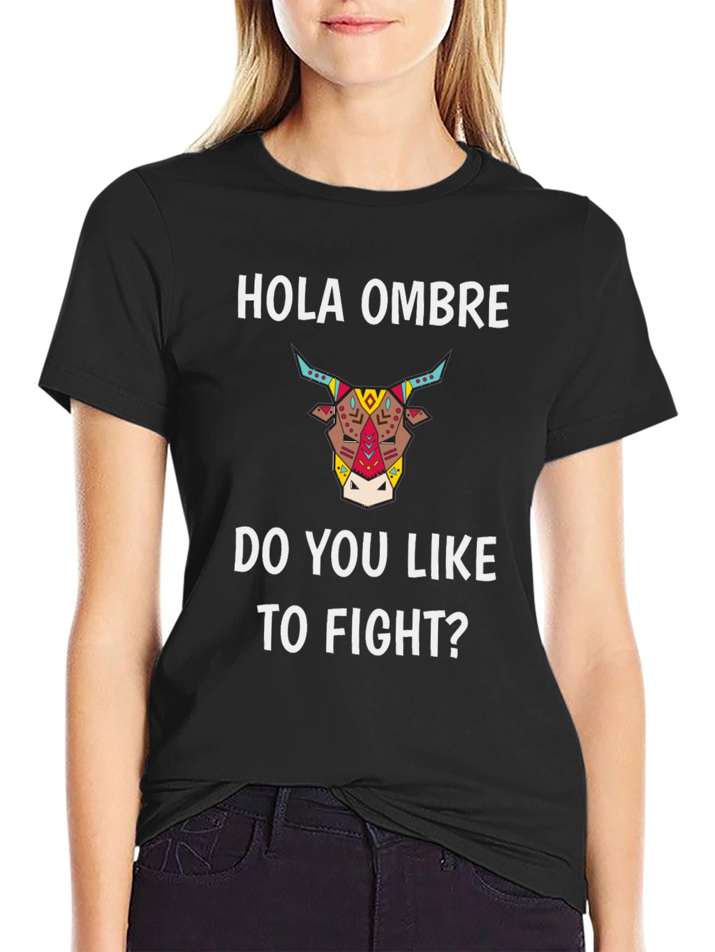 Hola Ombre Fight Bull Black Graphic Tee