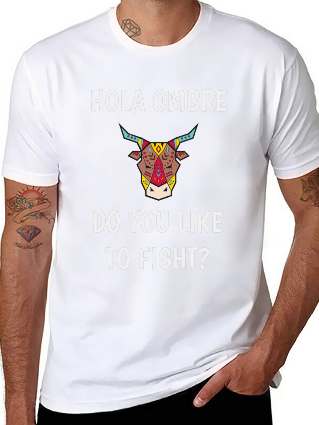 Hola Ombre Fight Bull Black Graphic Tee