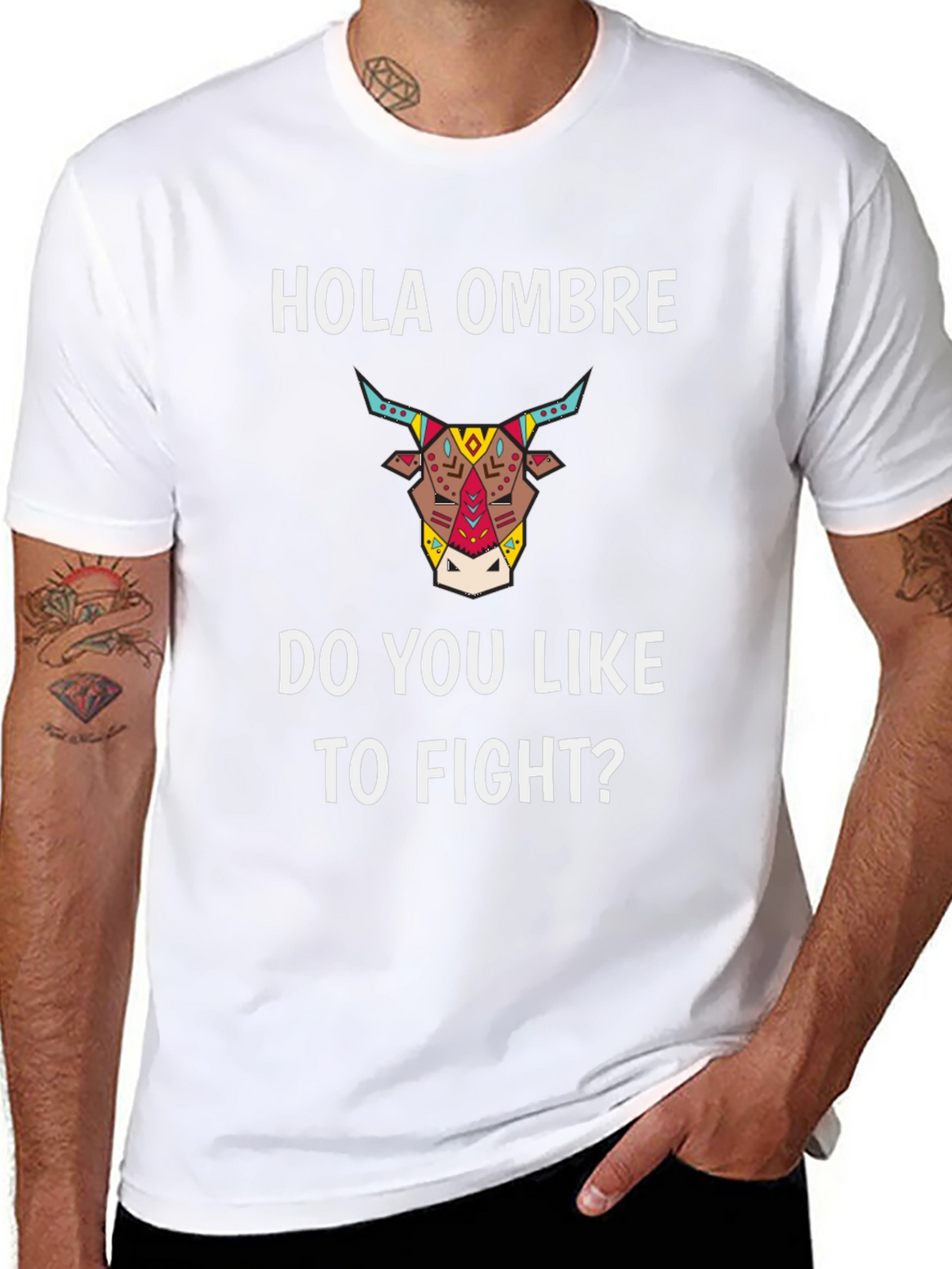 Hola Ombre Fight Bull Black Graphic Tee