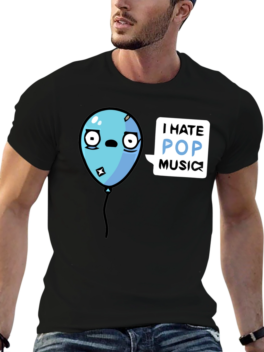 I Hate Pop Music Balloon Graphic Tee - Black