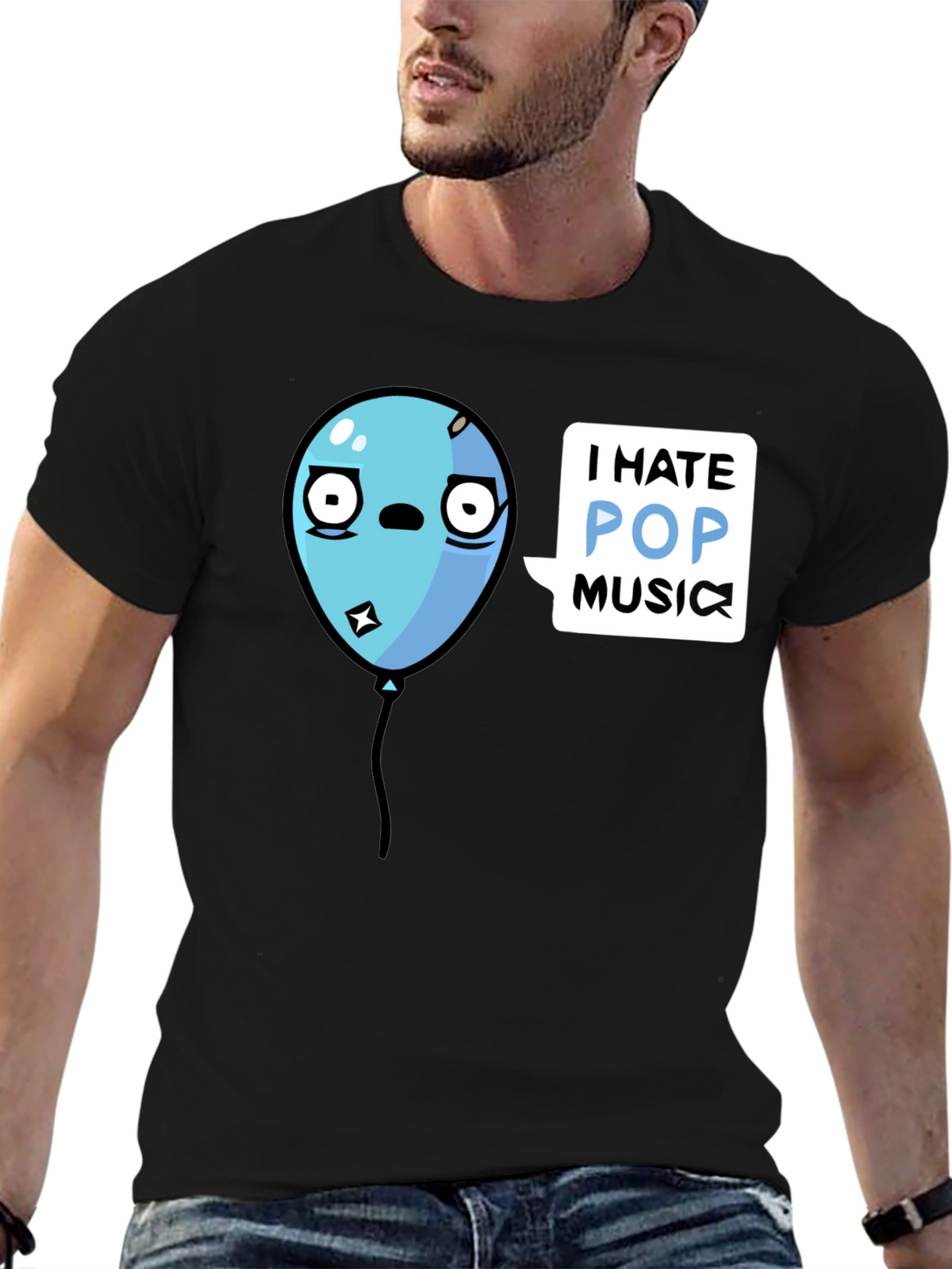 I Hate Pop Music Balloon Graphic Tee - Black
