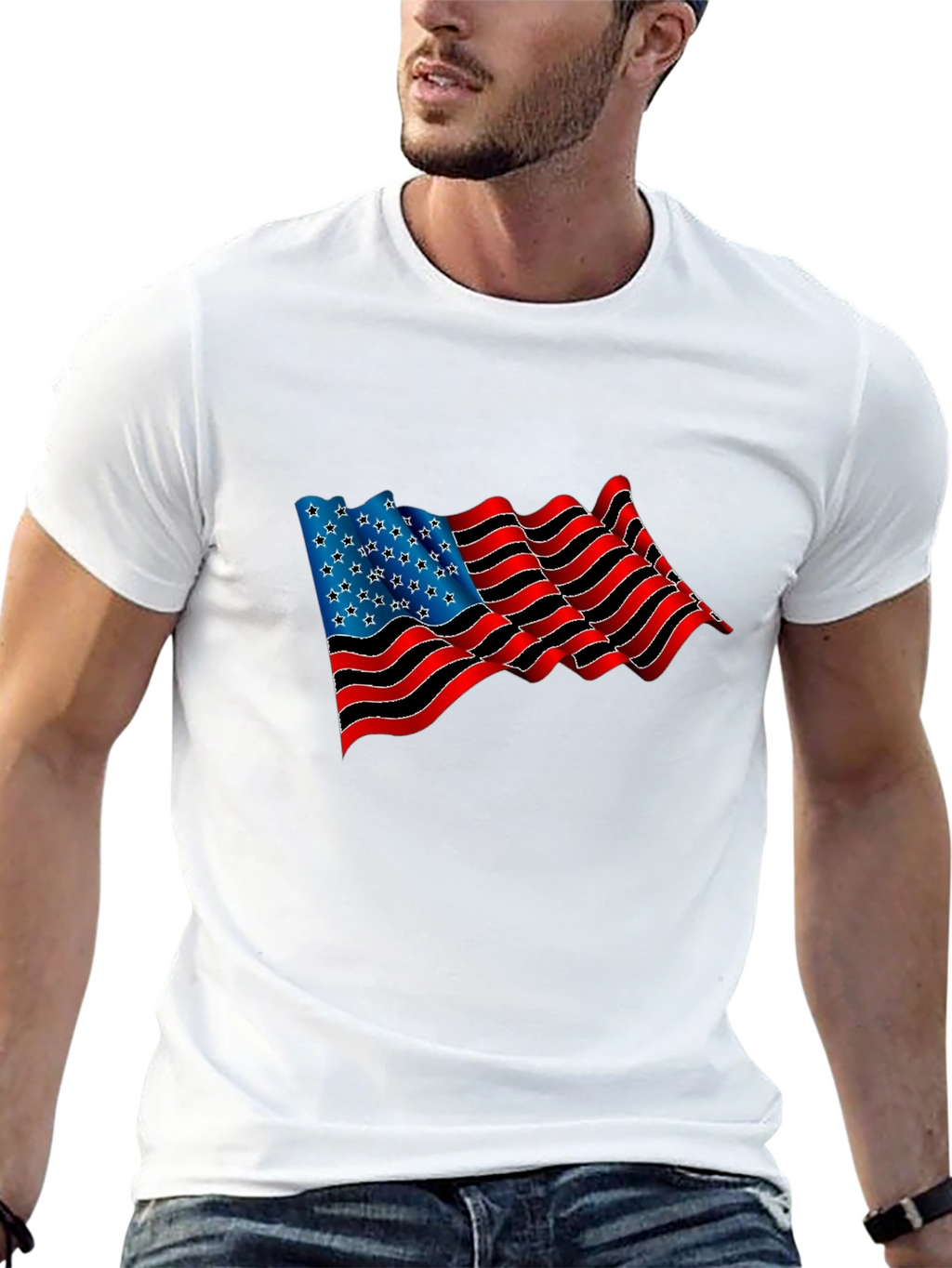 American Flag Graphic Black T-Shirt