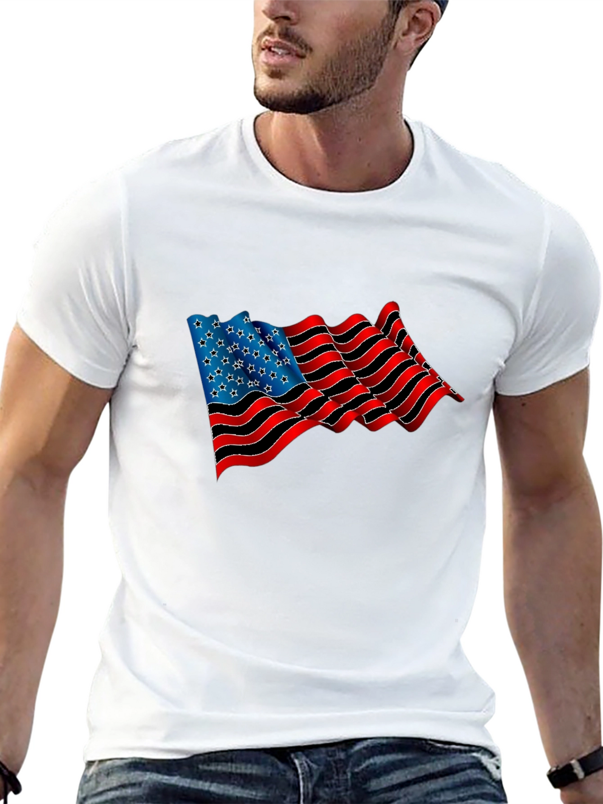 American Flag Graphic Black T-Shirt