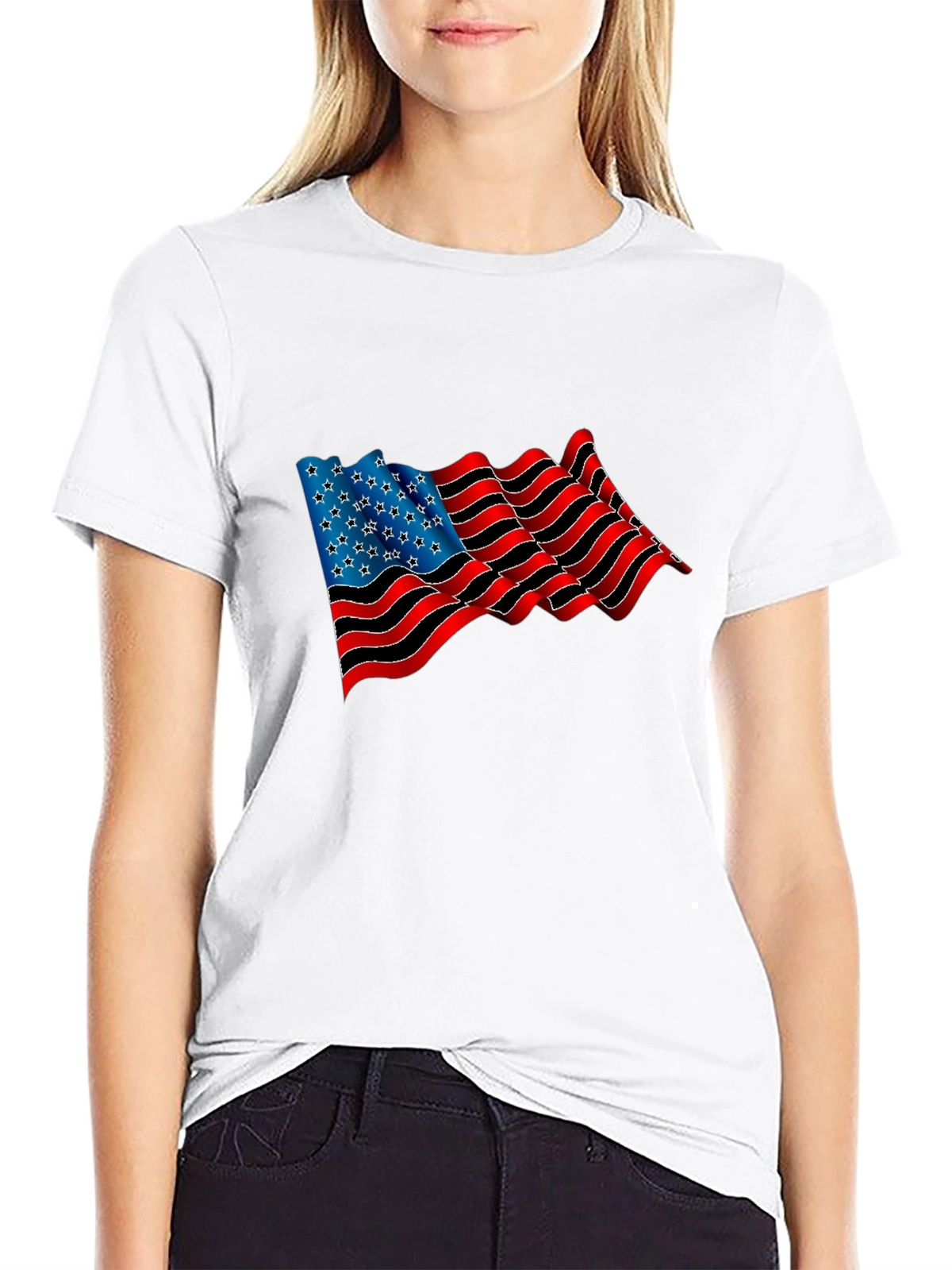 American Flag Graphic Black T-Shirt