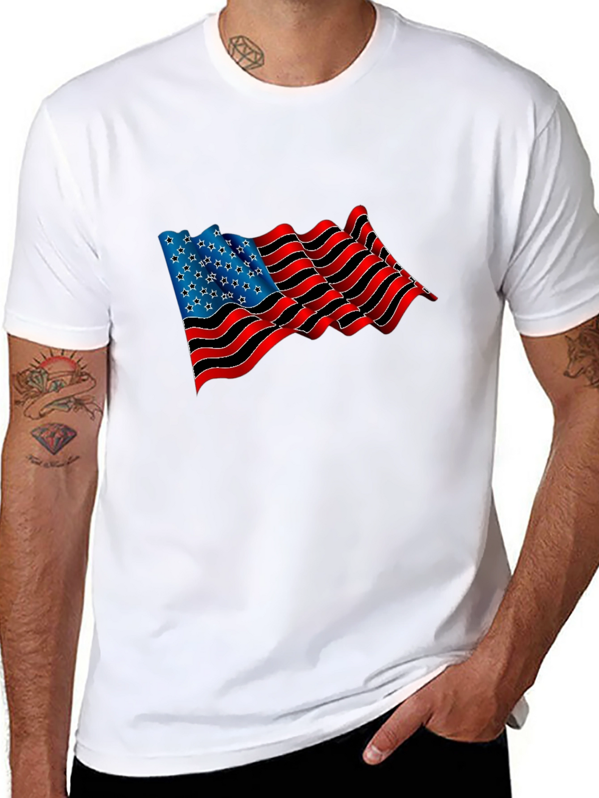 American Flag Graphic Black T-Shirt
