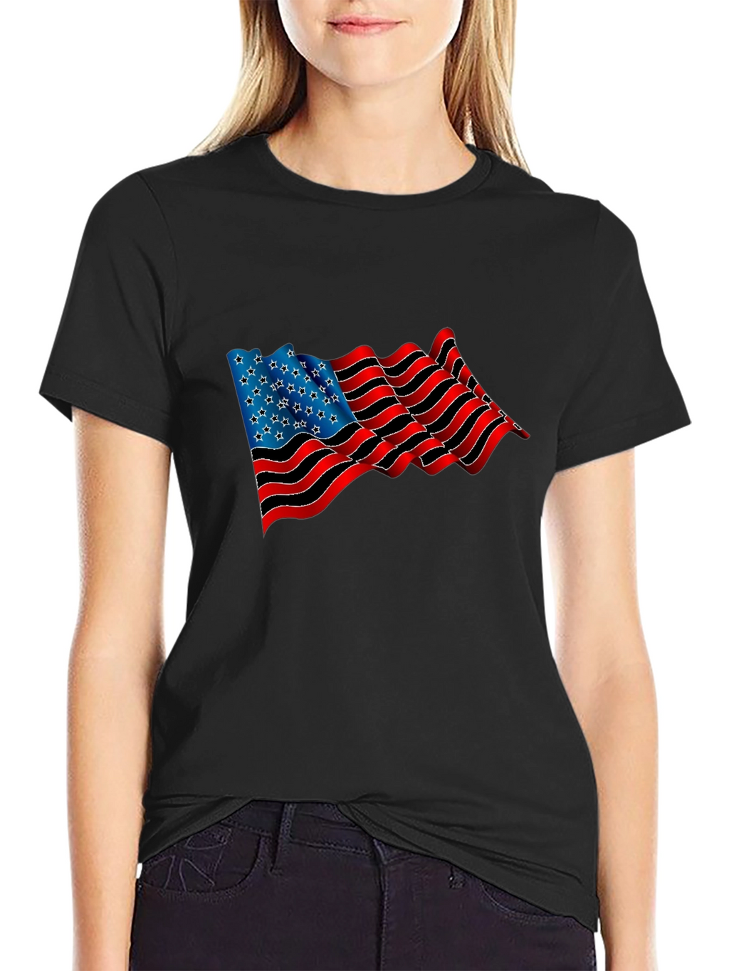 American Flag Graphic Black T-Shirt