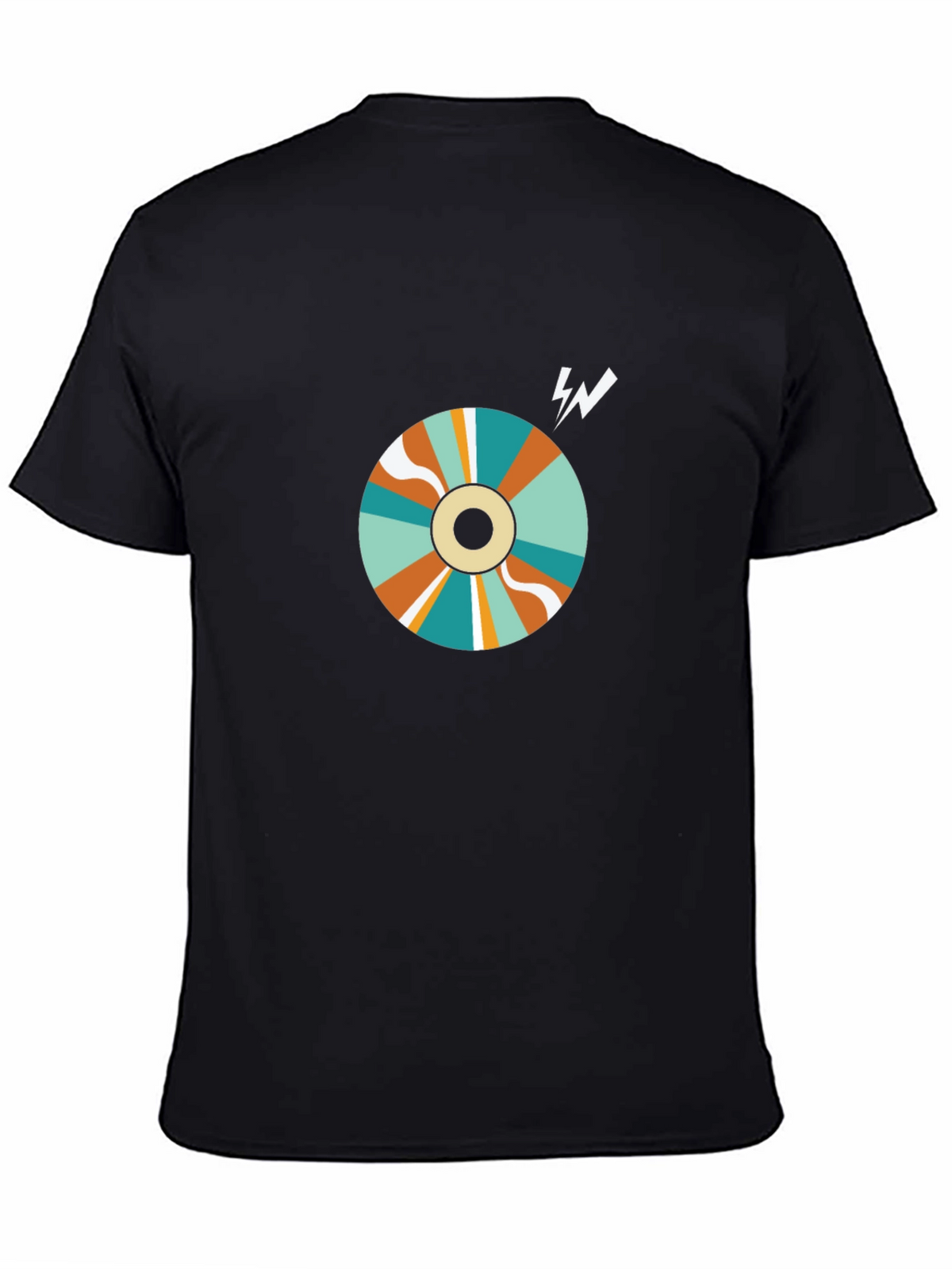 Retro Swirl Graphic Tee - Black Cotton Blend