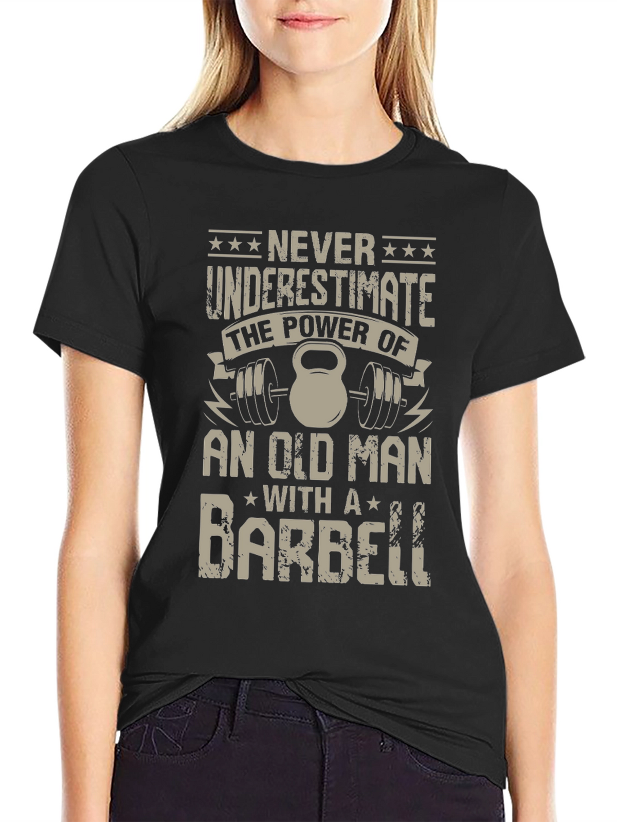 Old Man Barbell T-Shirt - Power & Strength